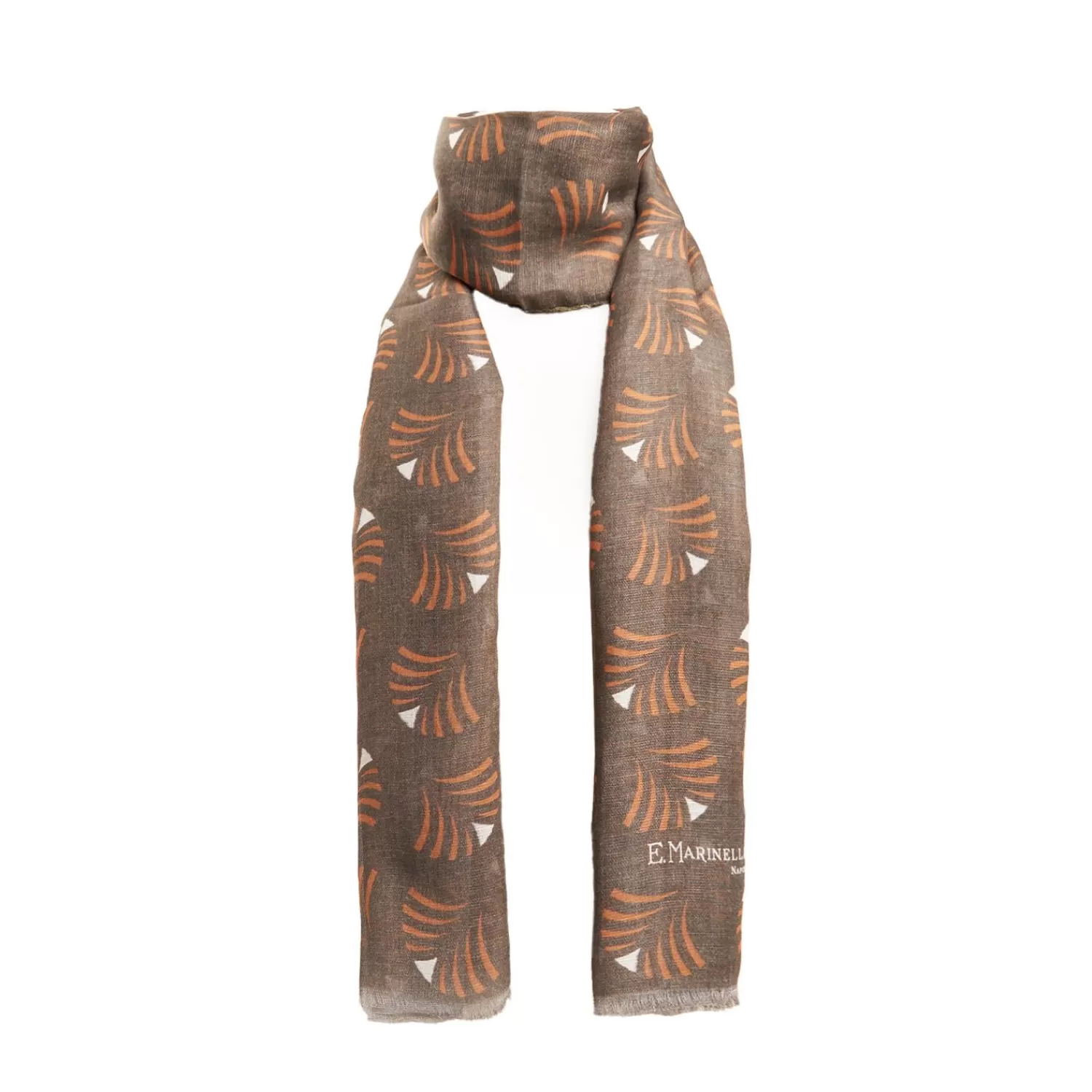 Light Brbown Cotton And Linen Scarf - Orange Fans>E.Marinella Hot