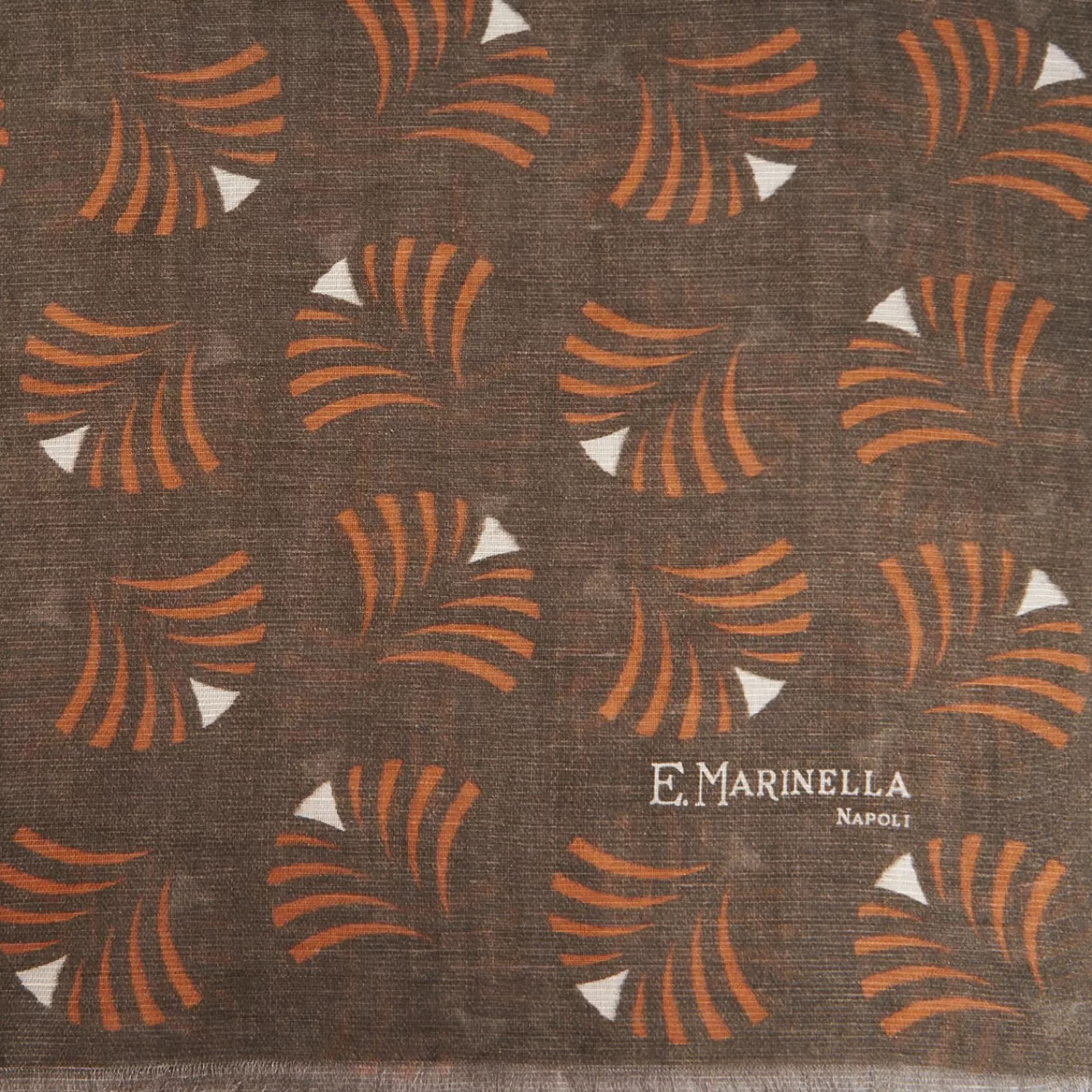 Light Brbown Cotton And Linen Scarf - Orange Fans>E.Marinella Hot