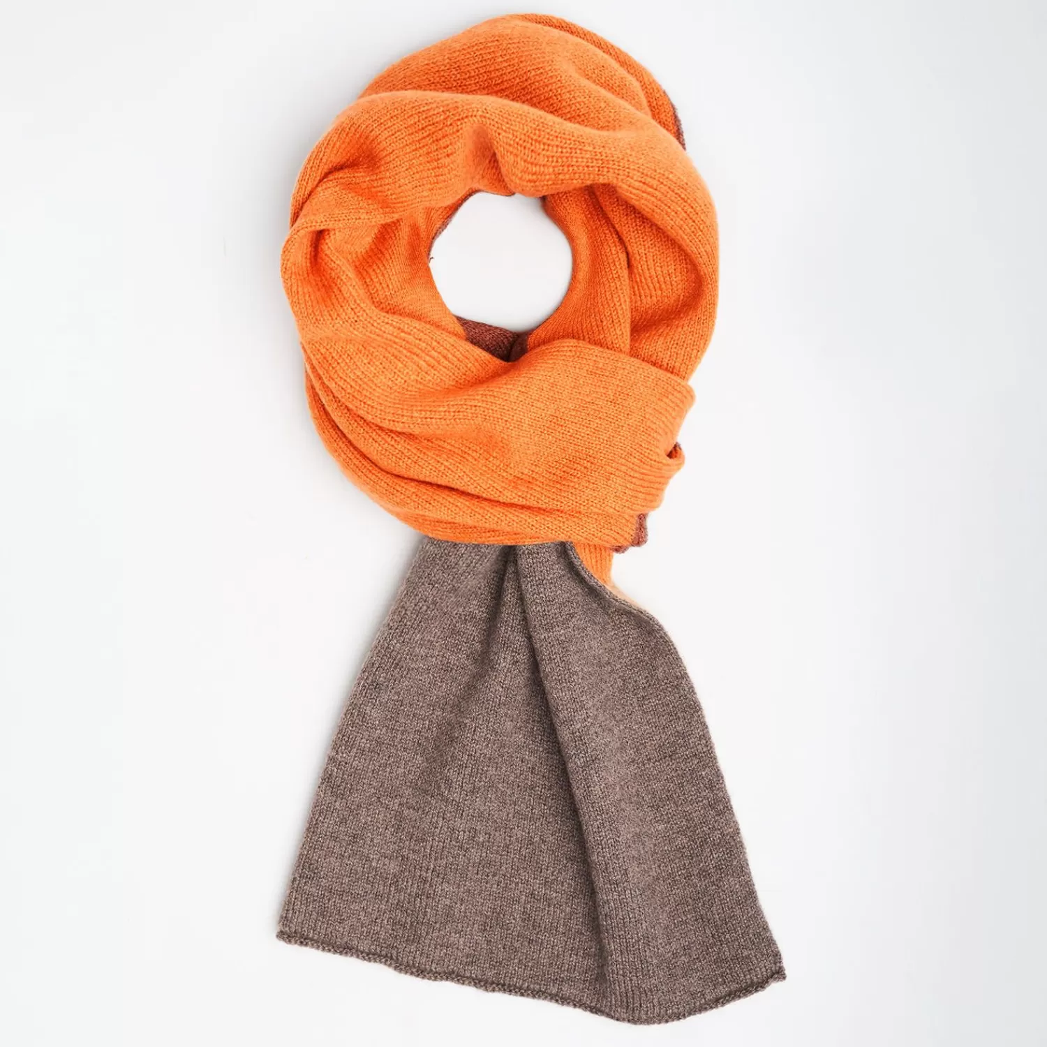 Light Brown And Orange Two-Tone Solid Cashmere Neck Warmer>E.Marinella Cheap