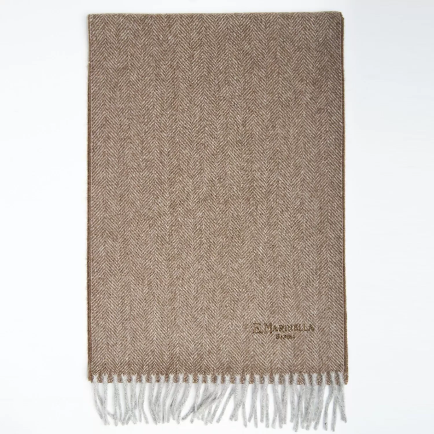 Light Brown Cashmere Fringed Scarf>E.Marinella Best Sale