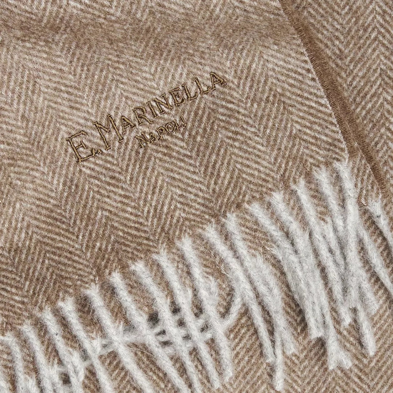 Light Brown Cashmere Fringed Scarf>E.Marinella Best Sale