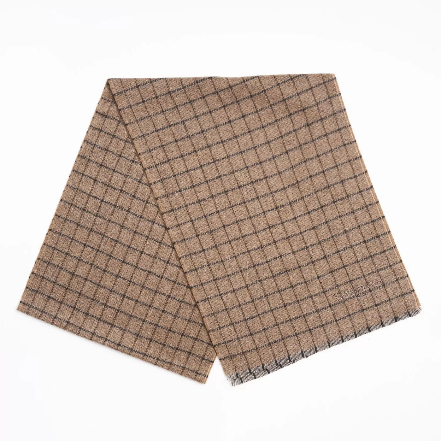 Light Brown Cashmere Small-Check Scarf>E.Marinella Best Sale