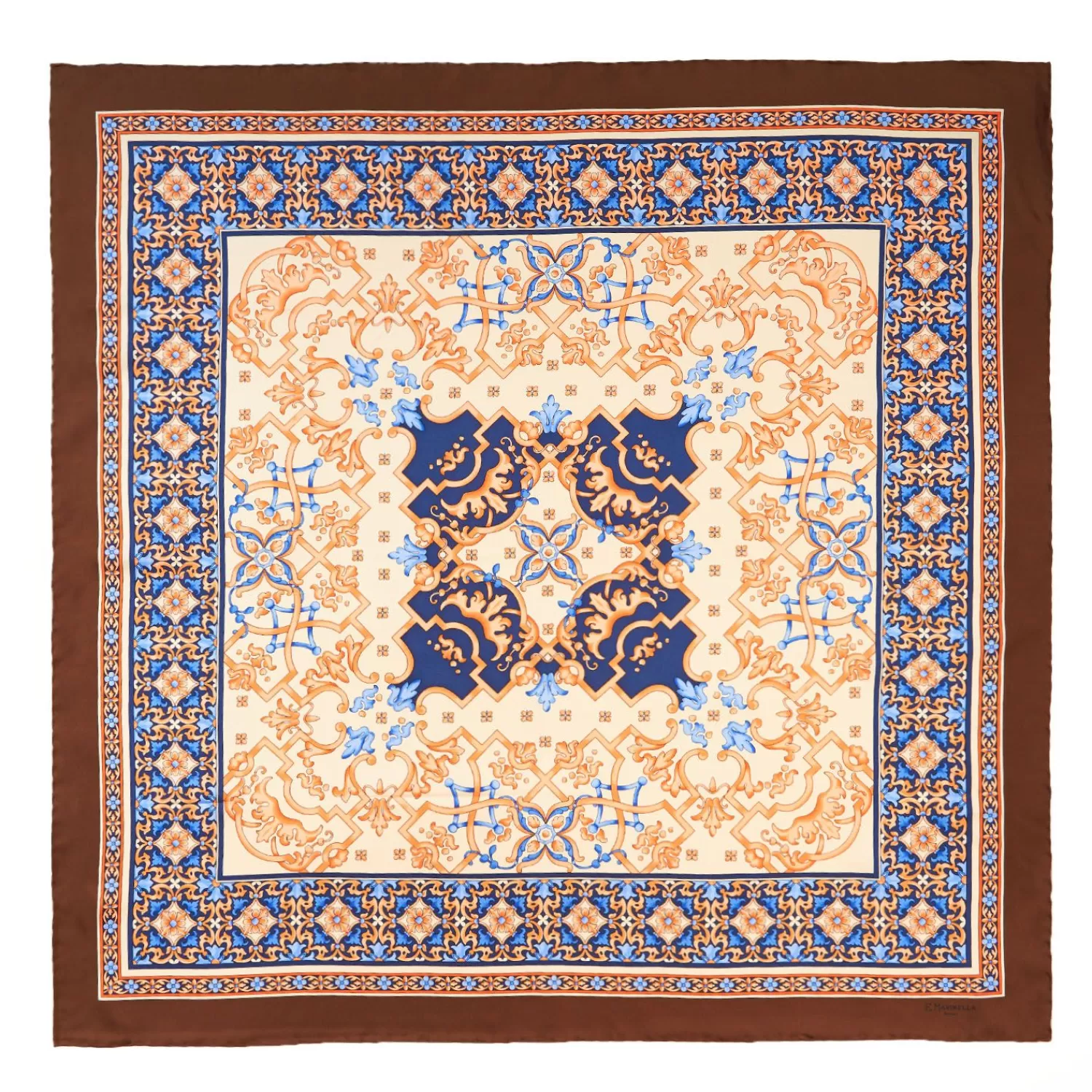 Light Brown Silk Scarf 90 - Mediterranean Vibes>E.Marinella Hot