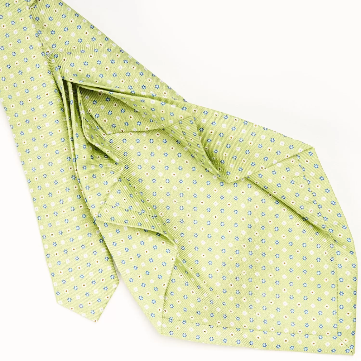 Light Green 7 Fold Sartorial Silk Tie - Small Flower Pattern>E.Marinella Outlet