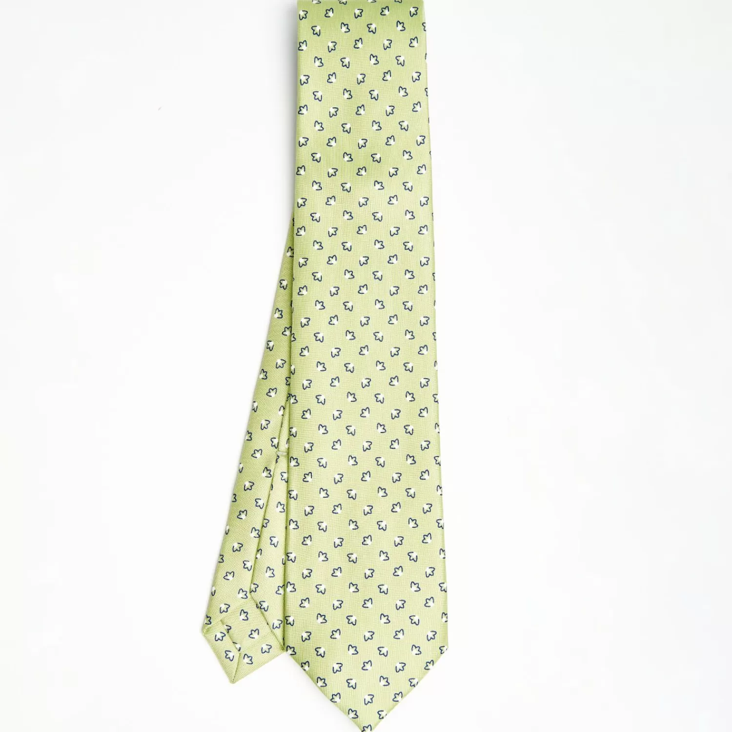 Light Green 7 Fold Sartorial Silk Tie - Small Flower Pattern>E.Marinella Clearance