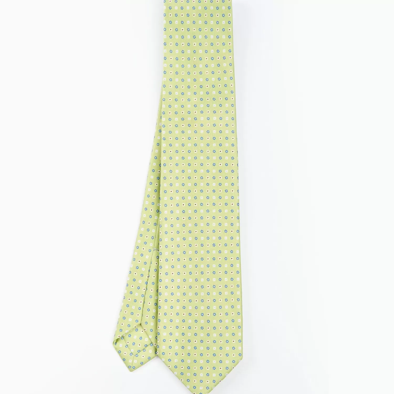 Light Green 7 Fold Sartorial Silk Tie - Small Flower Pattern>E.Marinella Outlet