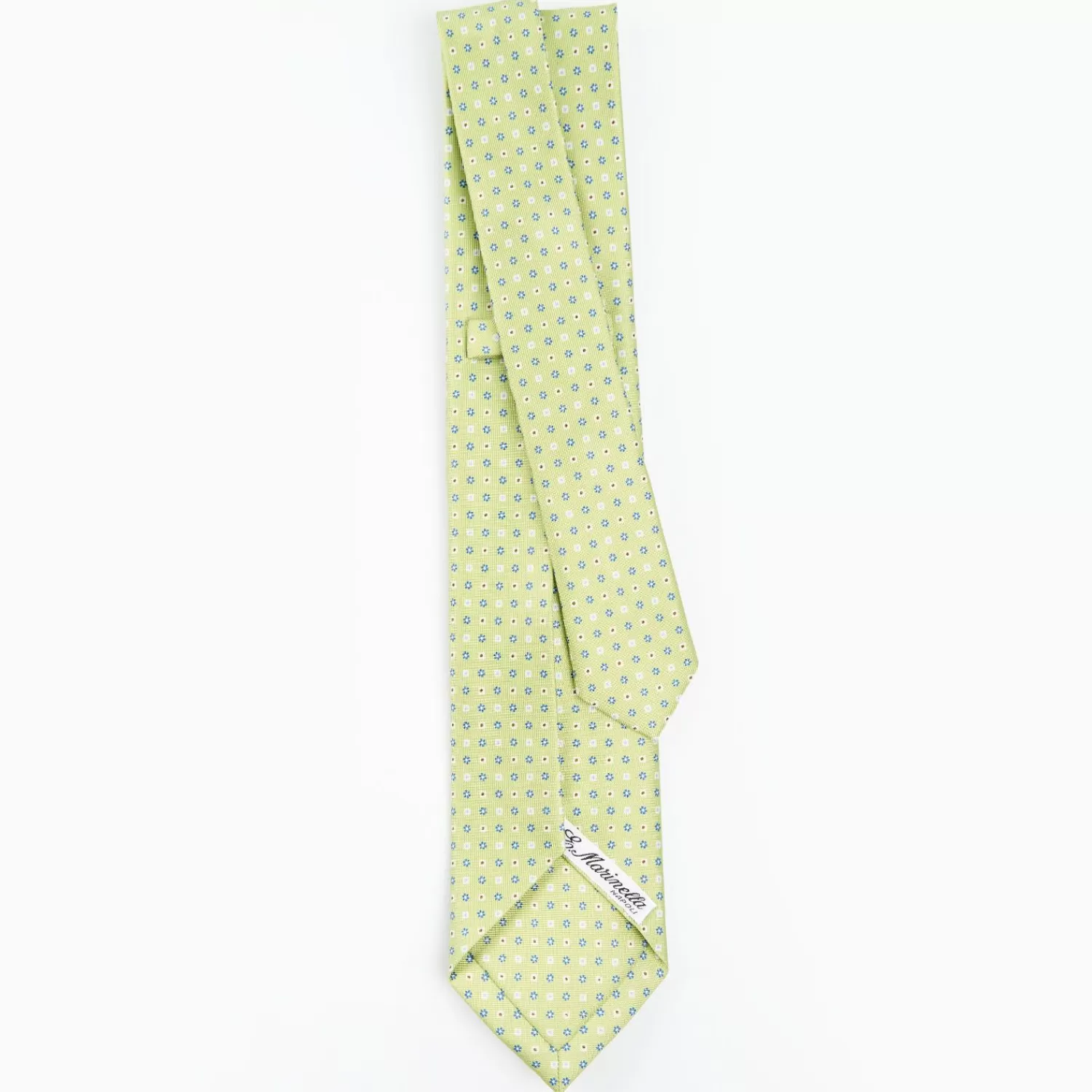 Light Green 7 Fold Sartorial Silk Tie - Small Flower Pattern>E.Marinella Outlet