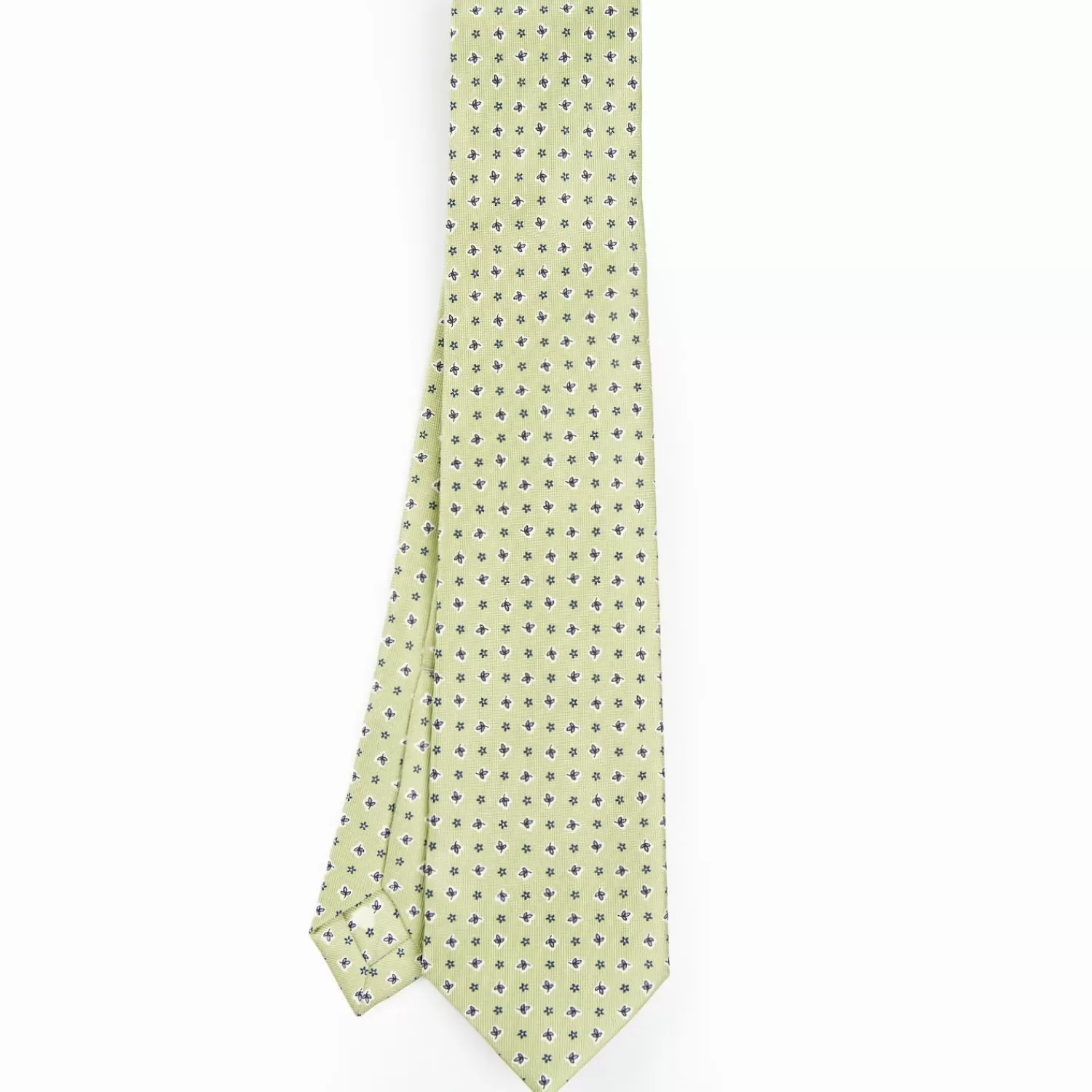 Light Green 9 Fold Sartorial Silk Tie - Small Flower Pattern>E.Marinella Clearance
