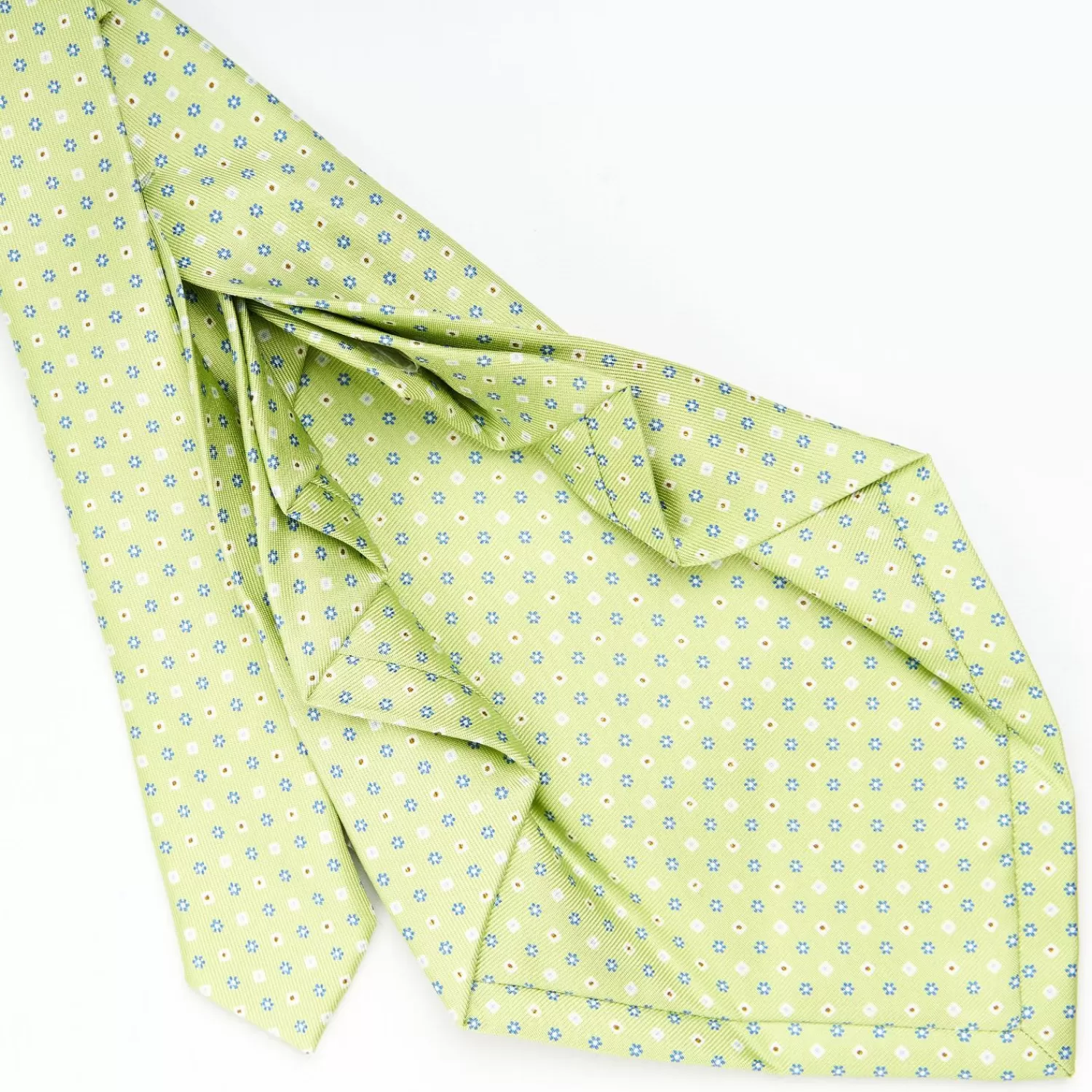 Light Green 9 Fold Sartorial Silk Tie Small Flower Pattern>E.Marinella Clearance