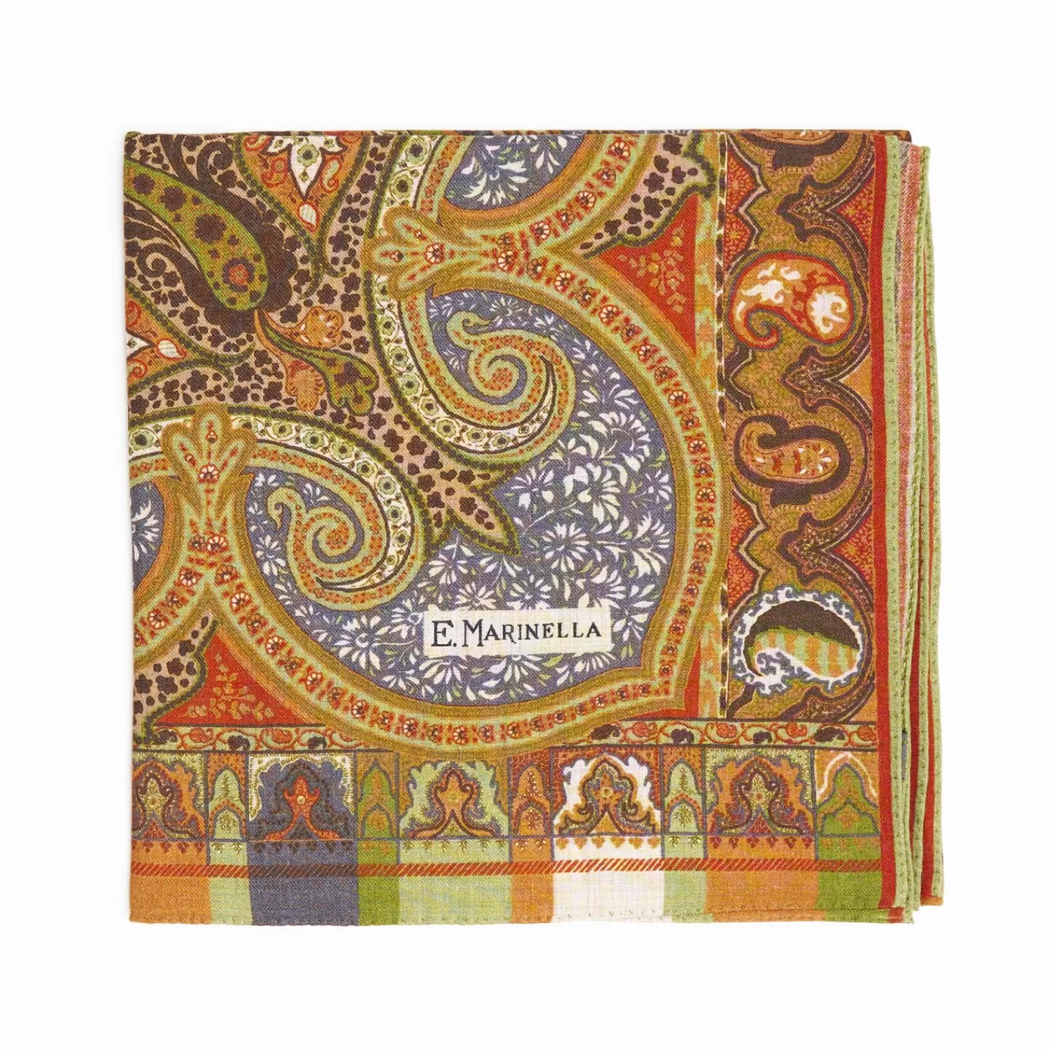 Light Green And Brown Wool Stole - Damask Pattern>E.Marinella Cheap