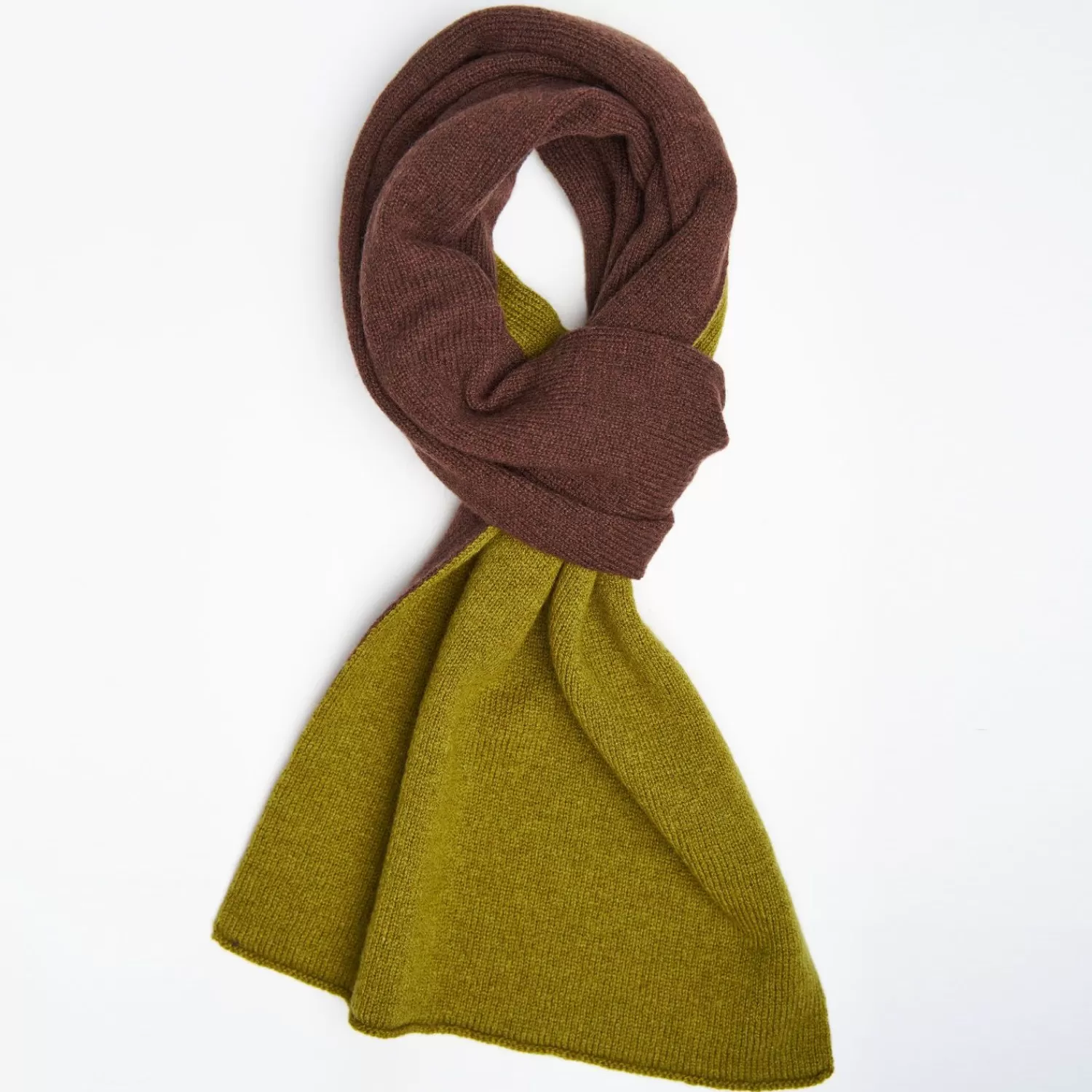Light Green And Dark Brown Two-Tone Solid Cashmere Neck Warmer>E.Marinella Outlet