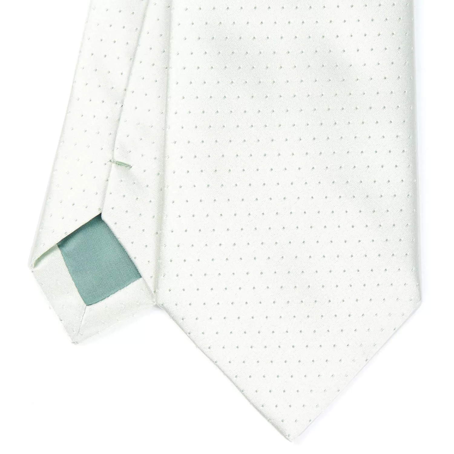 Light Green Cerimonial Silk Satin Tie Small Polka Dot Pattern>E.Marinella New