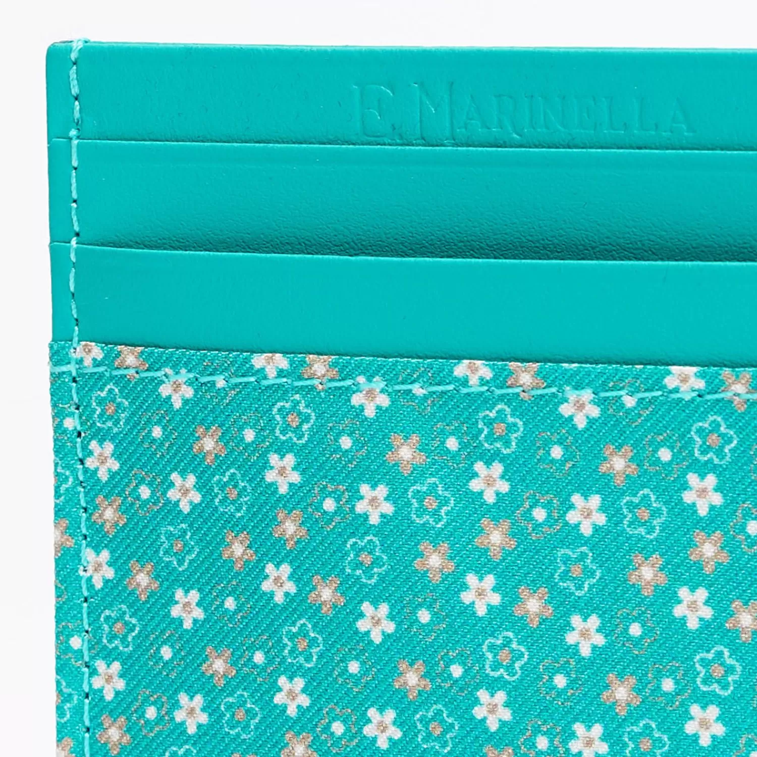 Light Green Leather And Silk Credit Card Holder - 5 Compartments>E.Marinella Best
