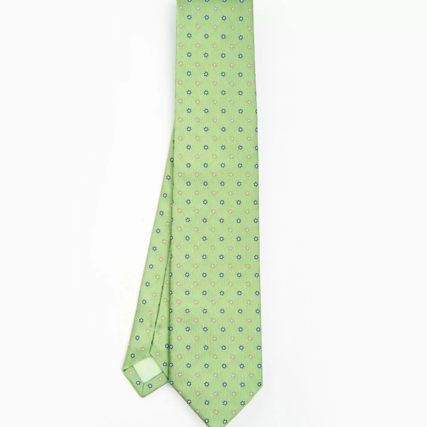 Light Green Sartorial Jacquard Silk Tie - Small Flower Designs>E.Marinella Clearance