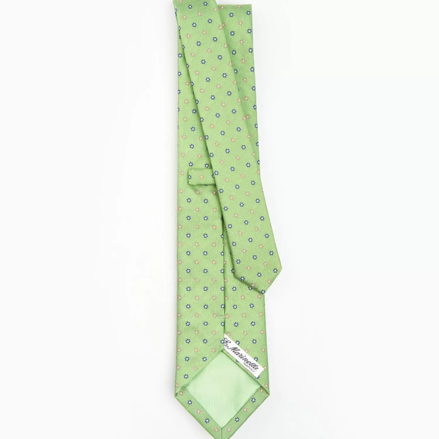 Light Green Sartorial Jacquard Silk Tie - Small Flower Designs>E.Marinella Clearance