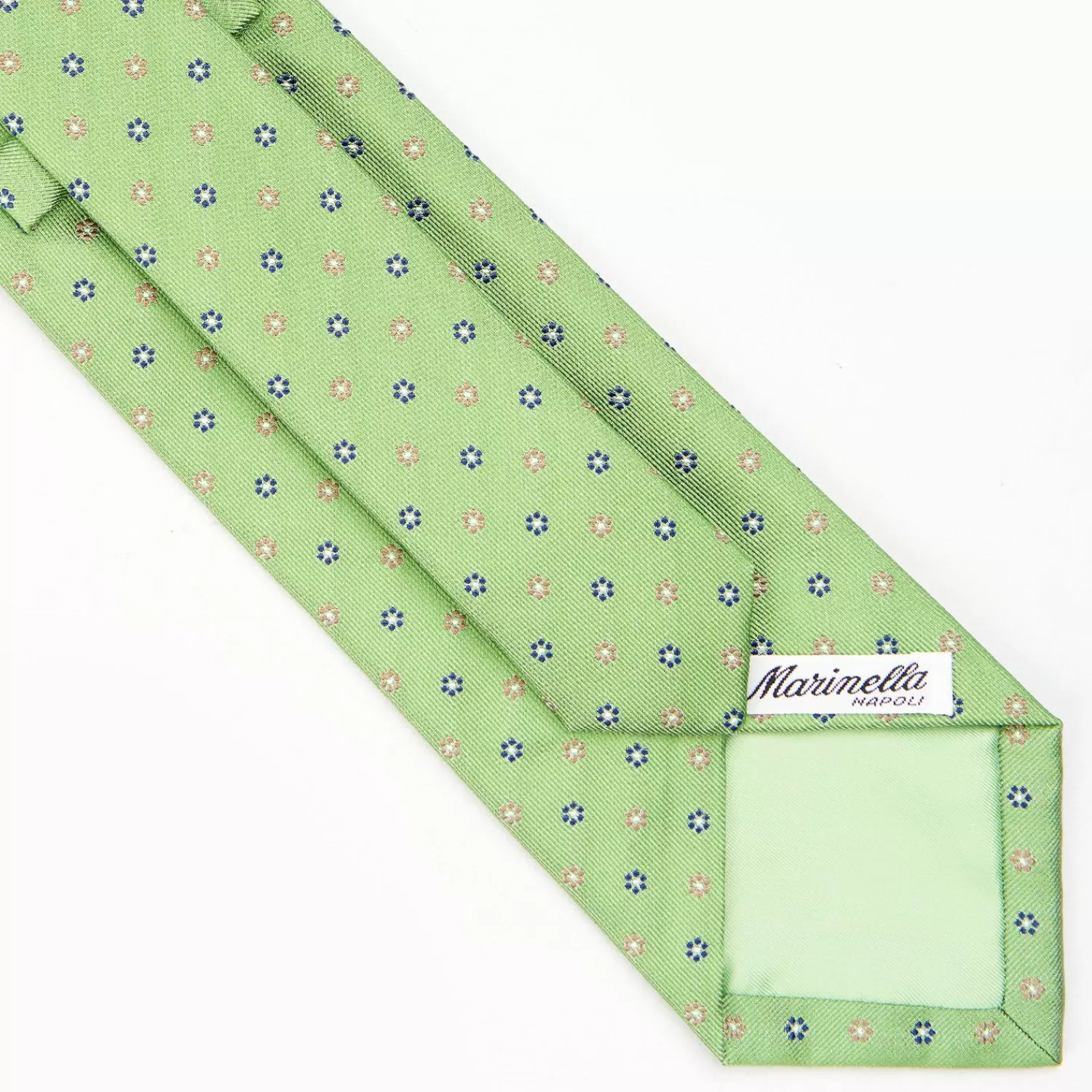 Light Green Sartorial Jacquard Silk Tie - Small Flower Designs>E.Marinella Clearance