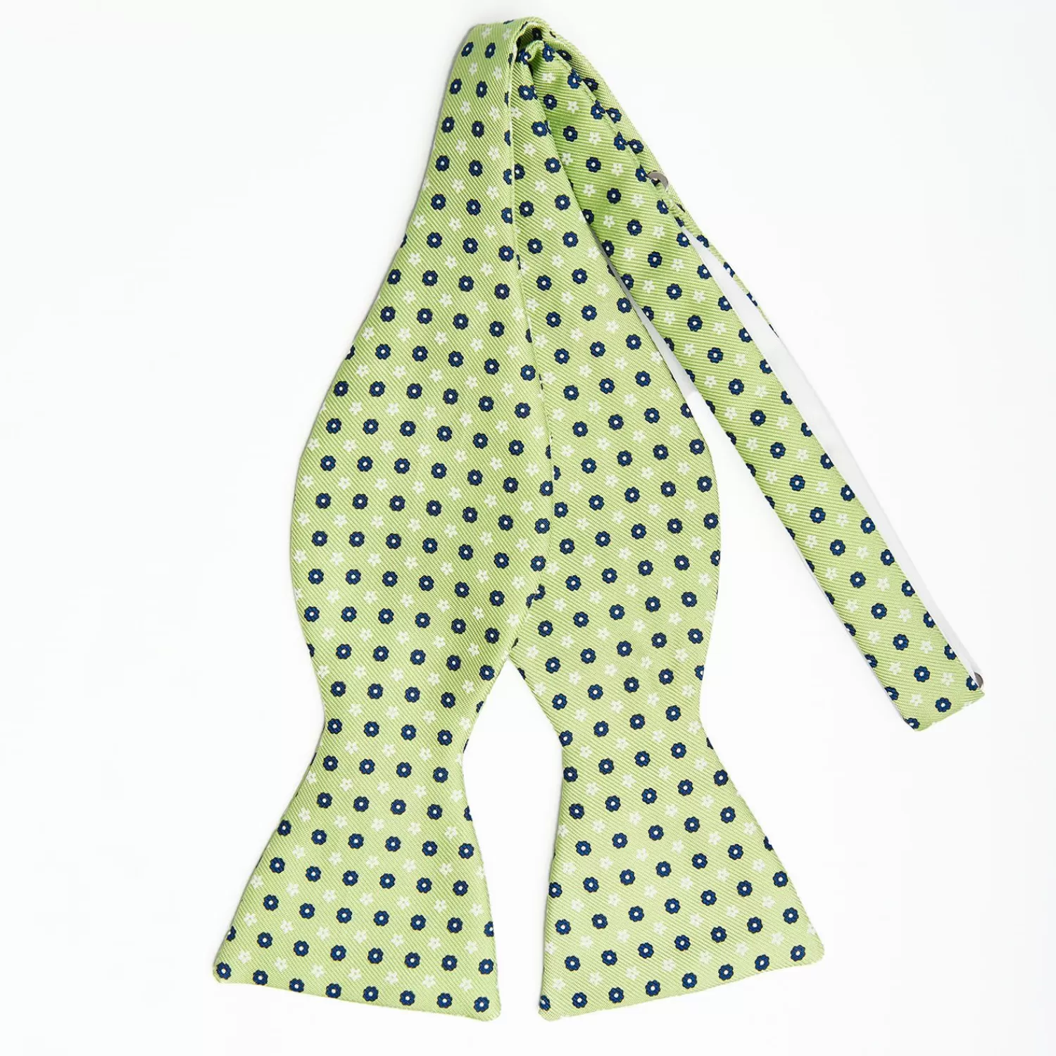 Light Green Silk Bowtie To Self-Tie - Small Flower Pattern>E.Marinella Store
