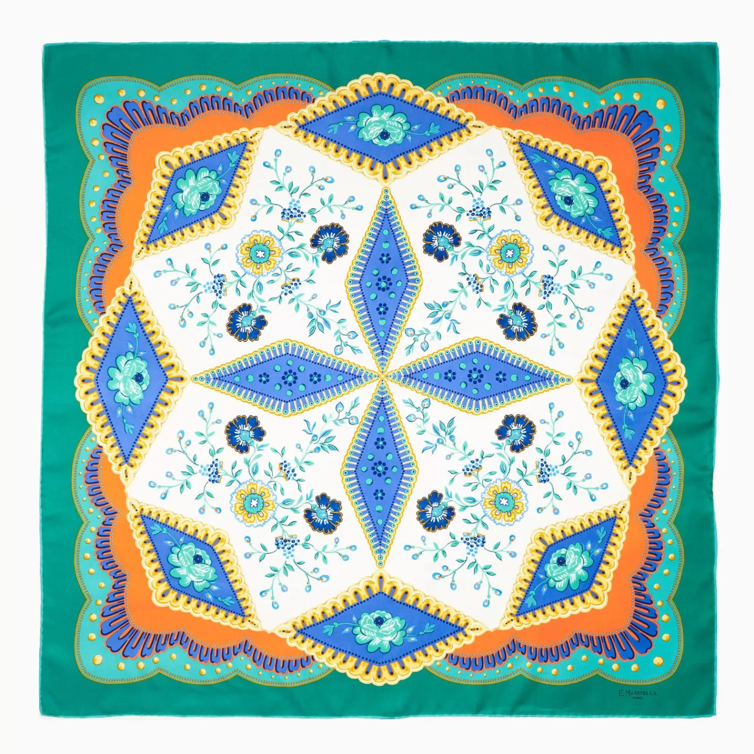 Light Green Silk Scarf 90 - Floral Pattern>E.Marinella Shop