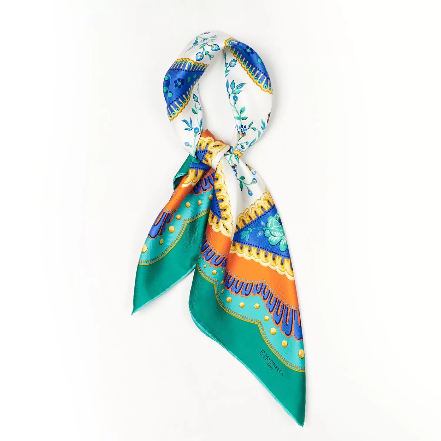 Light Green Silk Scarf 90 - Floral Pattern>E.Marinella Shop