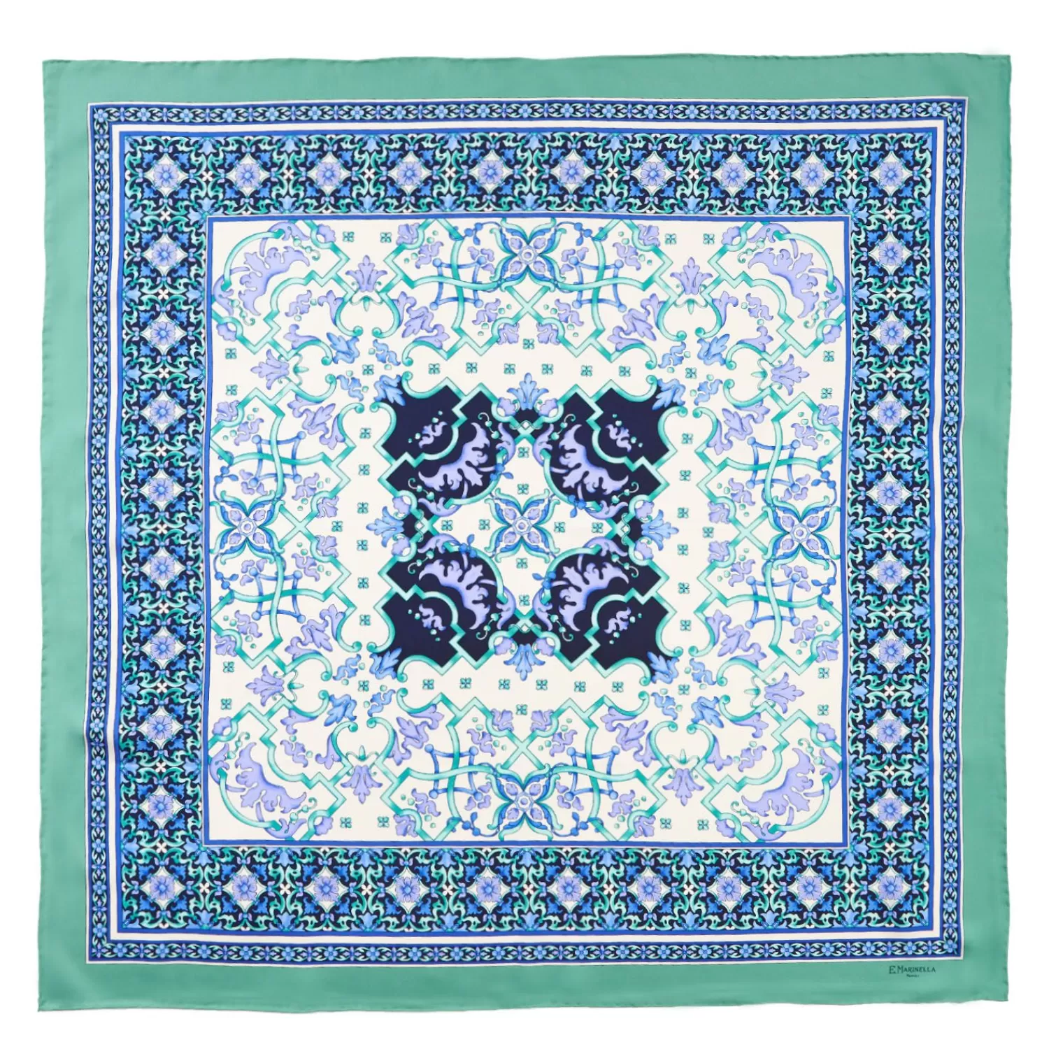 Light Green Silk Scarf 90 - Mediterranean Vibes>E.Marinella Best