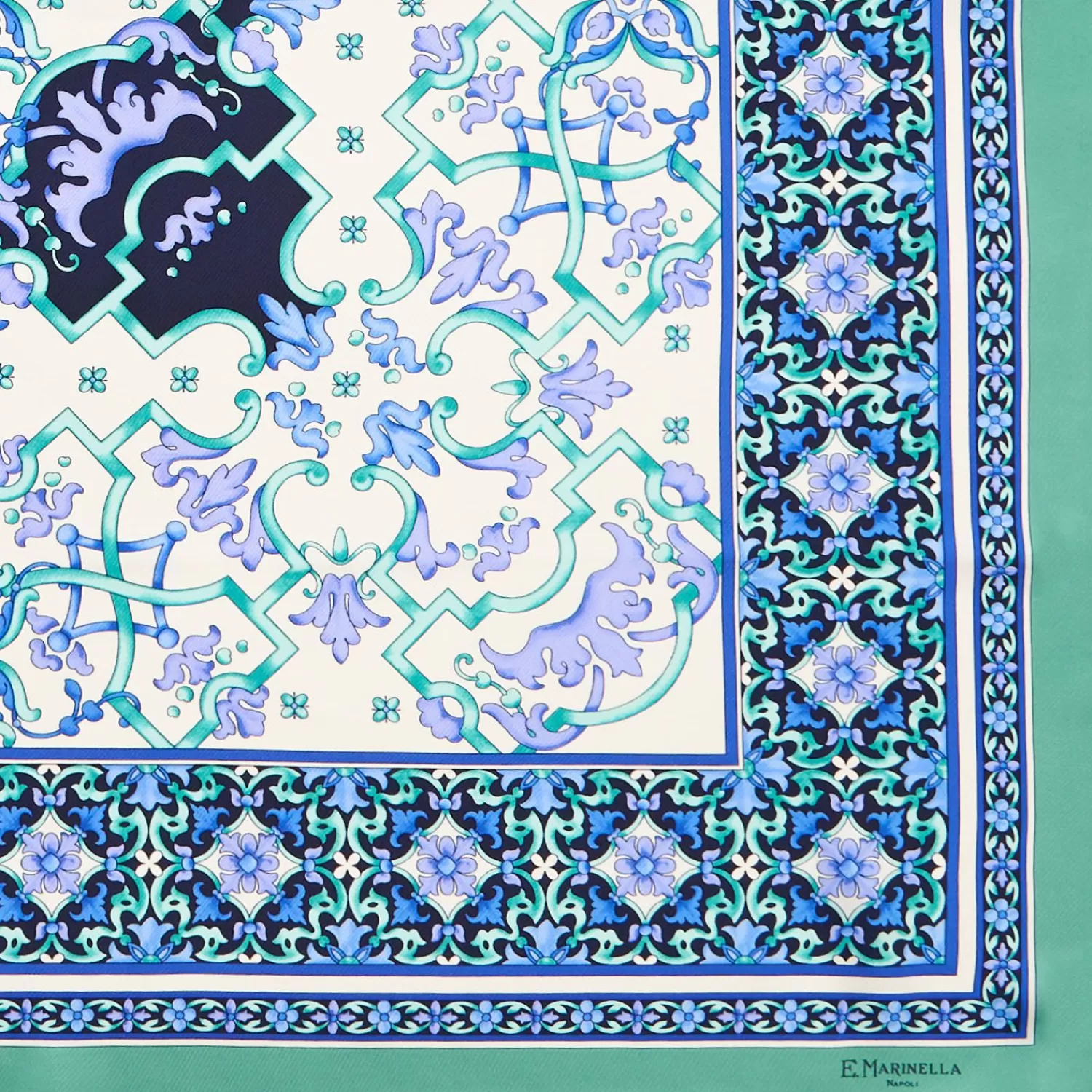 Light Green Silk Scarf 90 - Mediterranean Vibes>E.Marinella Best