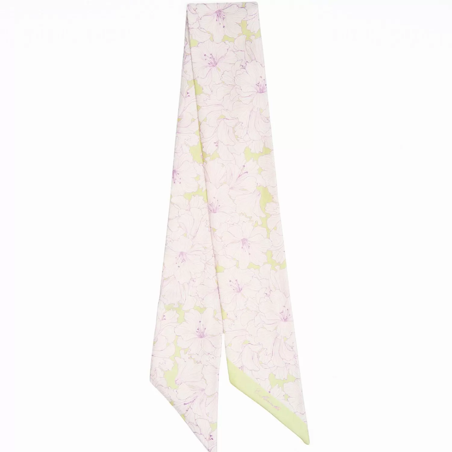 Light Green Silk Twilly - Floral Pattern>E.Marinella New