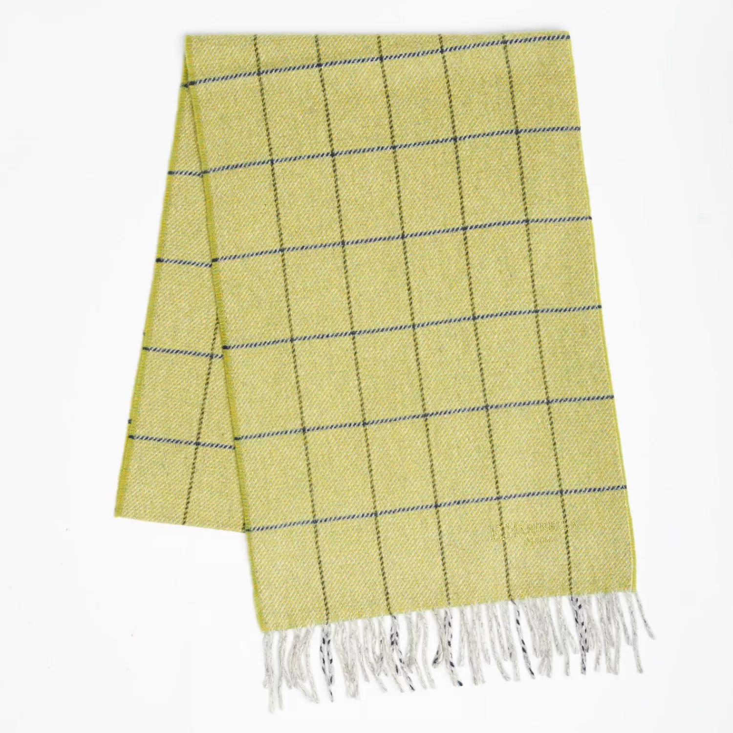 Light Green Wool Plaid Fringed Scarf>E.Marinella Fashion