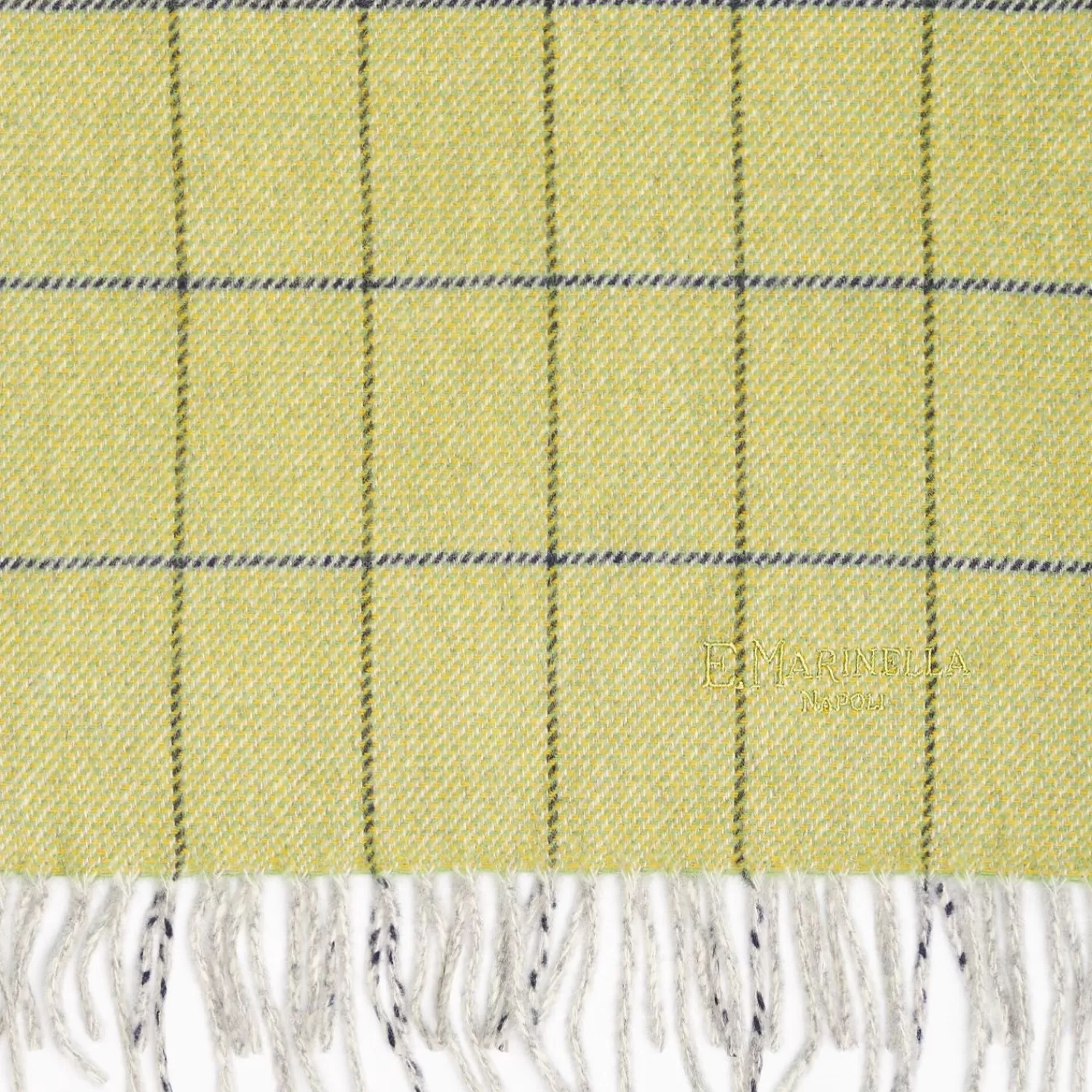 Light Green Wool Plaid Fringed Scarf>E.Marinella Fashion