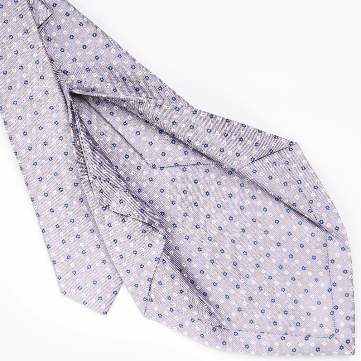 Light Grey 5 Fold Sartorial Silk Tie - Small Flower Pattern>E.Marinella Cheap
