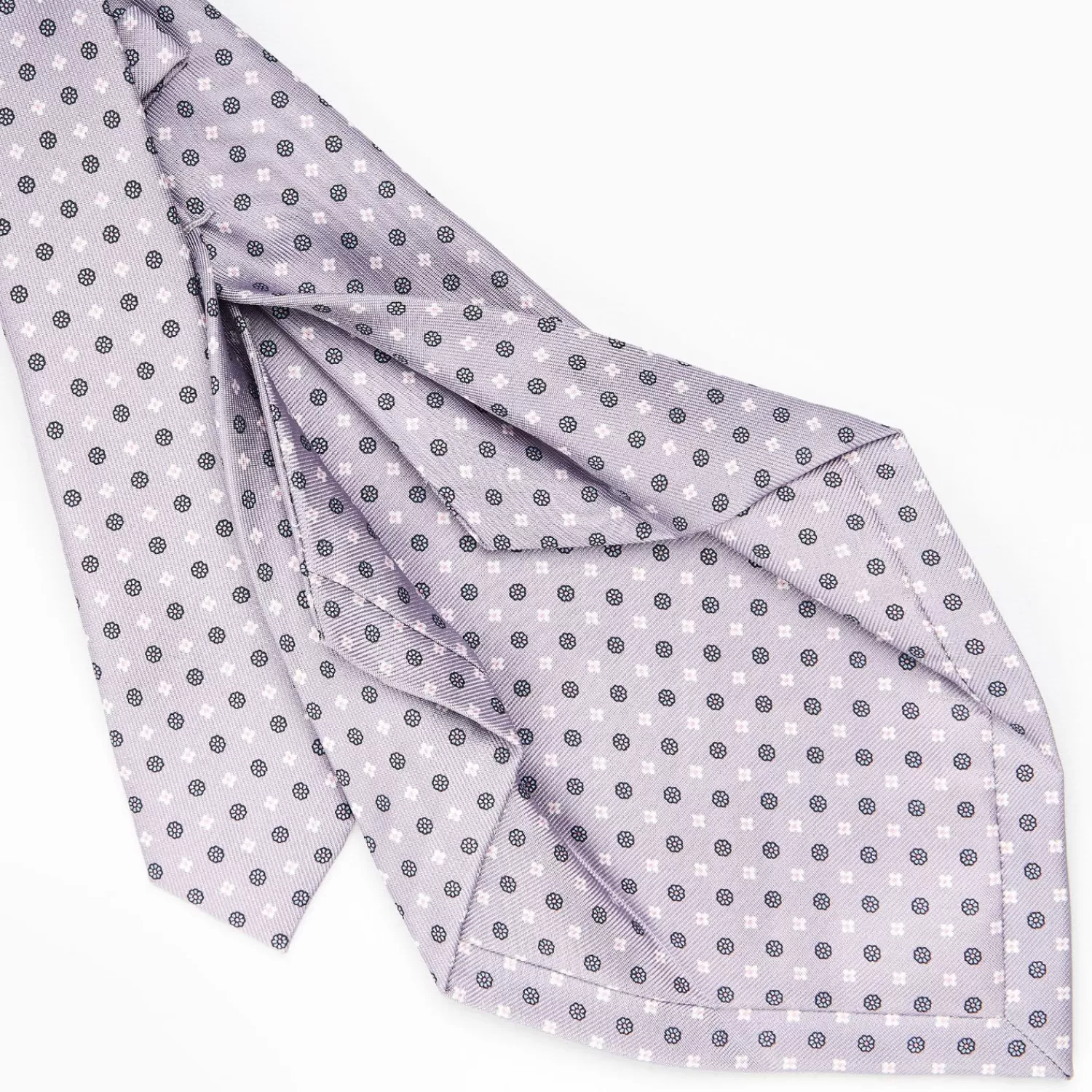Light Grey 5 Fold Sartorial Silk Tie - Small Flower Pattern>E.Marinella Discount