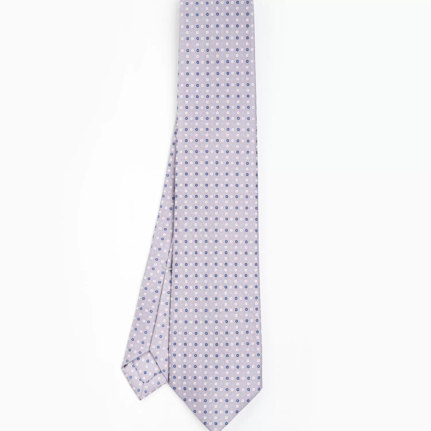 Light Grey 5 Fold Sartorial Silk Tie - Small Flower Pattern>E.Marinella Cheap