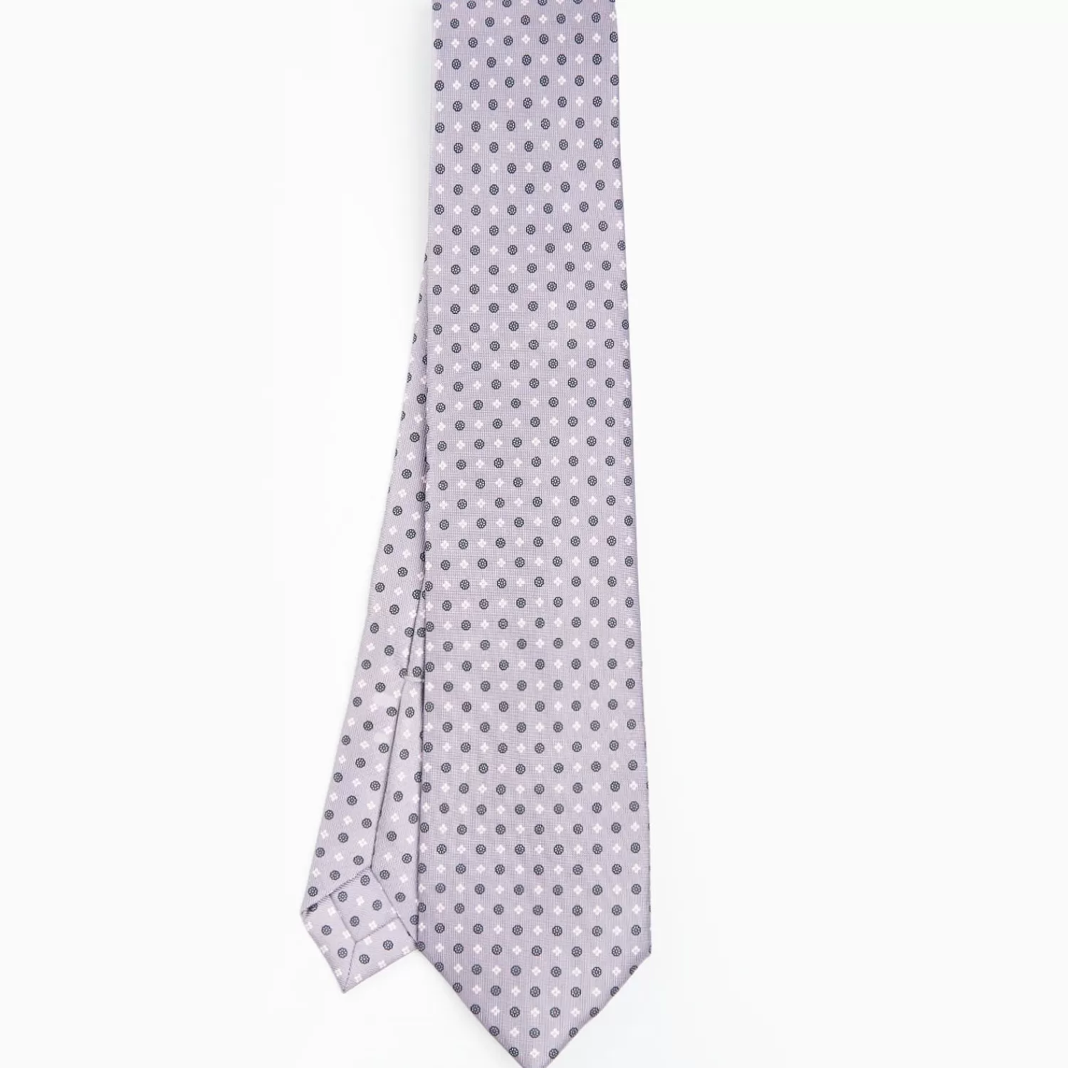 Light Grey 5 Fold Sartorial Silk Tie - Small Flower Pattern>E.Marinella Discount