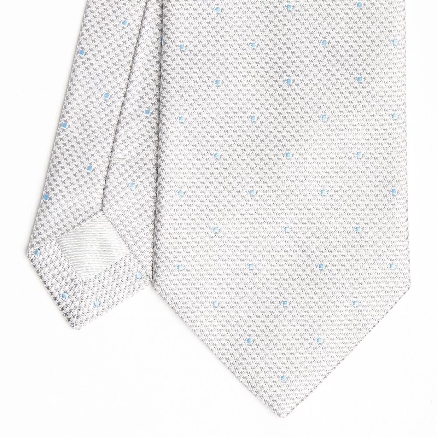 Light Grey Ceremonial Jacquard Silk Tie - Polka Dot Pattern>E.Marinella Clearance