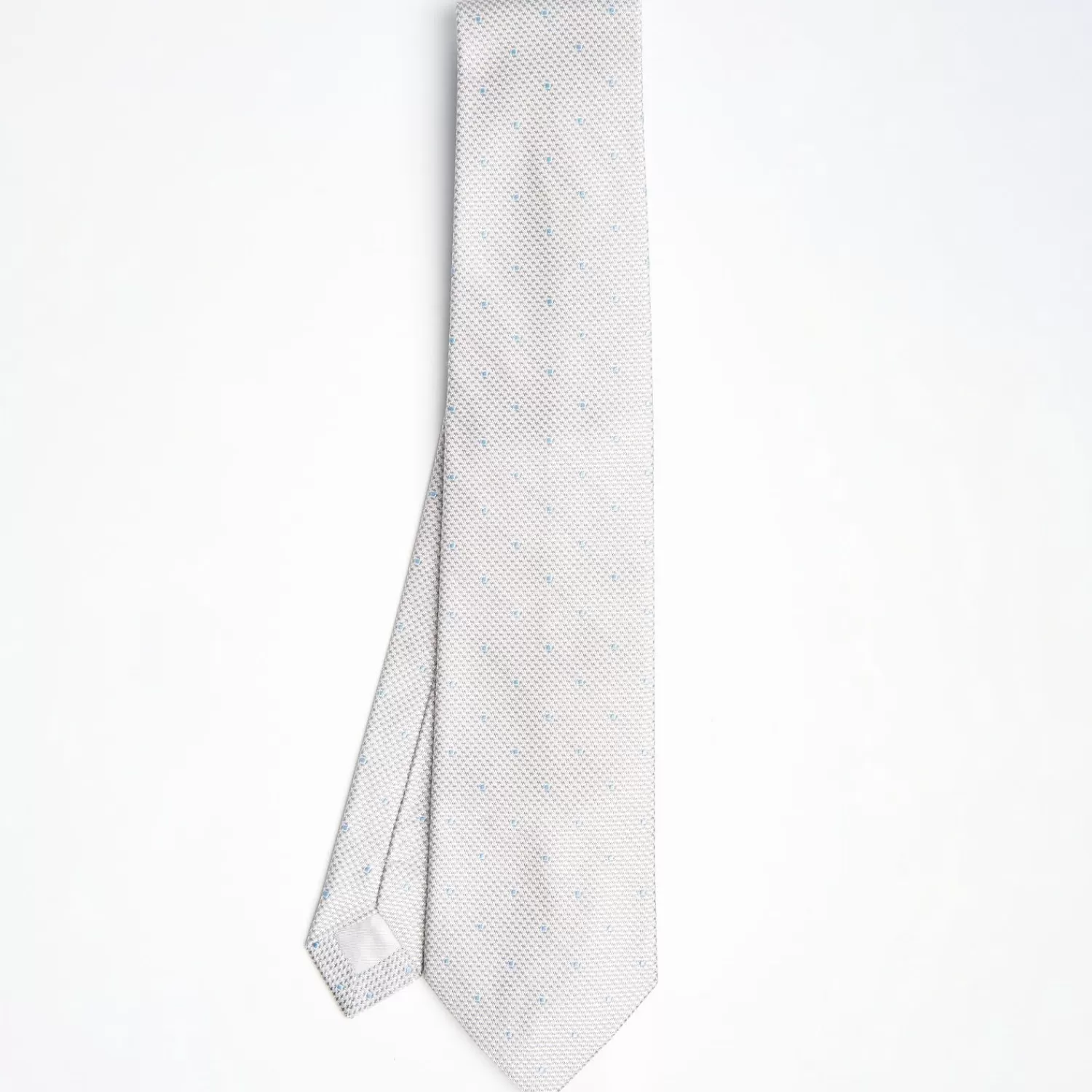 Light Grey Ceremonial Jacquard Silk Tie - Polka Dot Pattern>E.Marinella Clearance