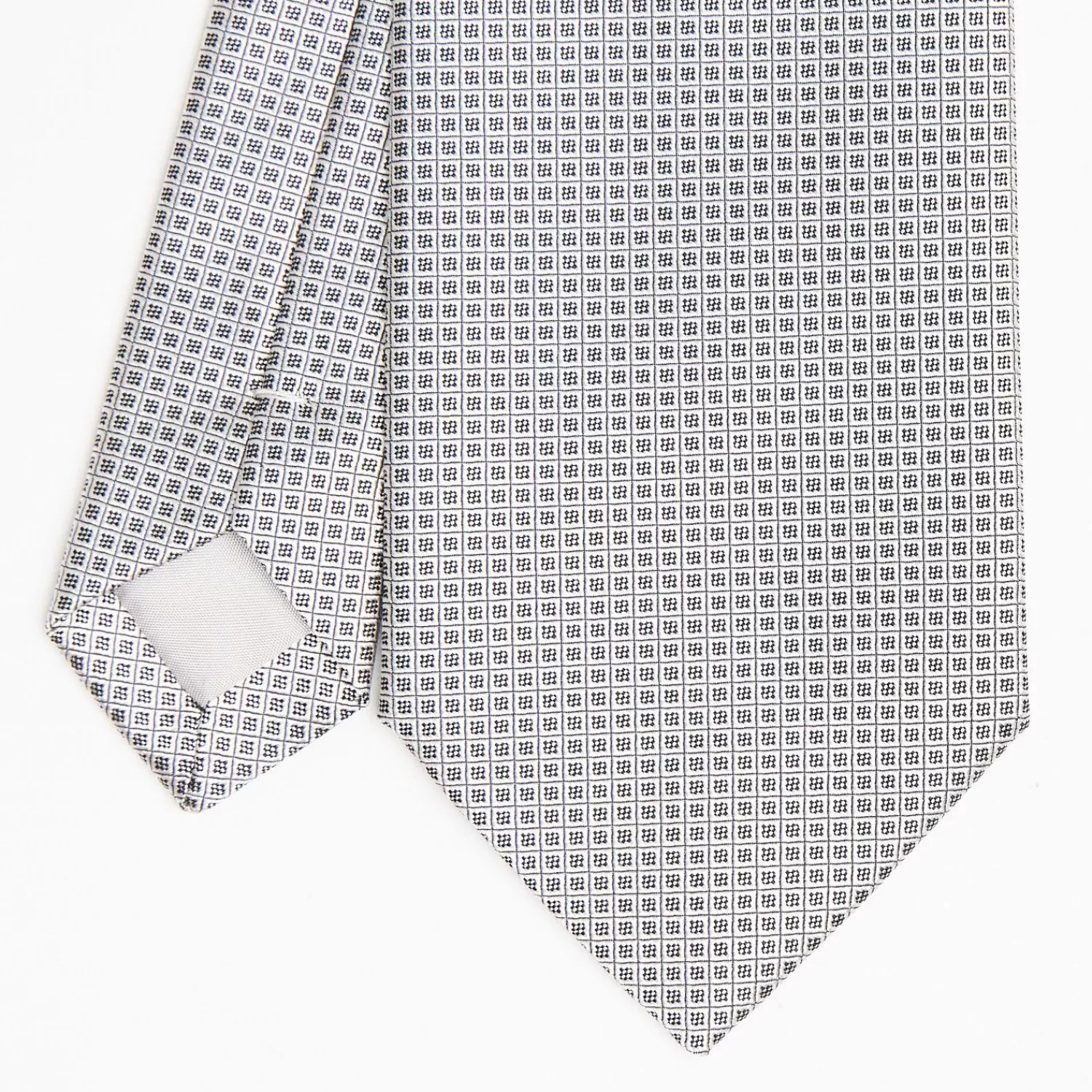 Light Grey Ceremonial Jacquard Silk Tie - Small Geometric Pattern>E.Marinella New