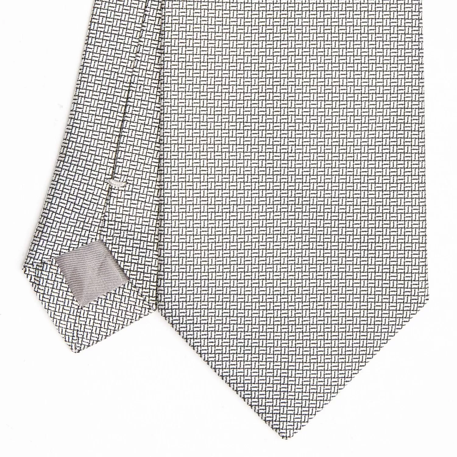 Light Grey Ceremonial Jacquard Silk Tie - Small Geometric Pattern>E.Marinella Best