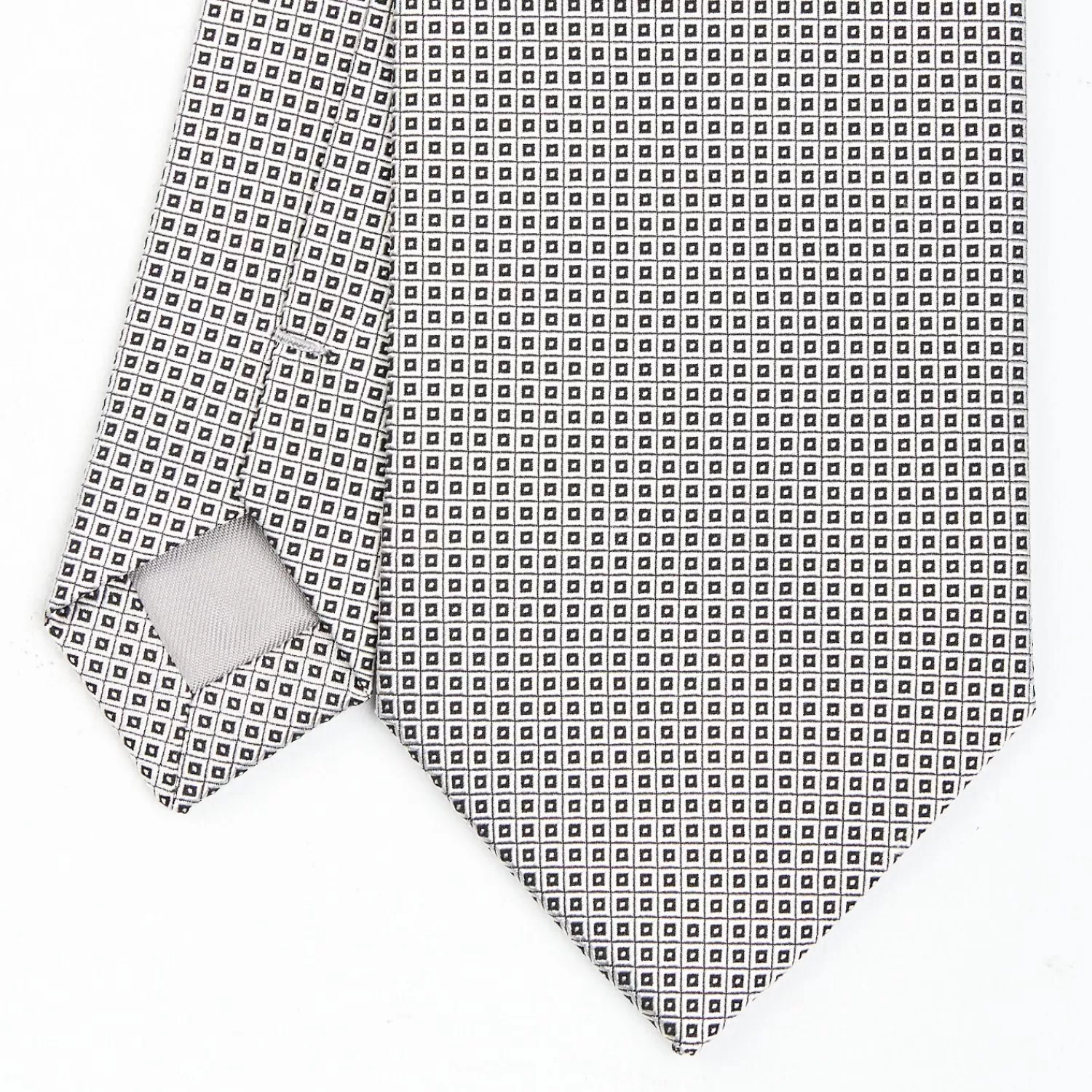 Light Grey Ceremonial Jacquard Silk Tie - Small Geometric Pattern>E.Marinella Hot
