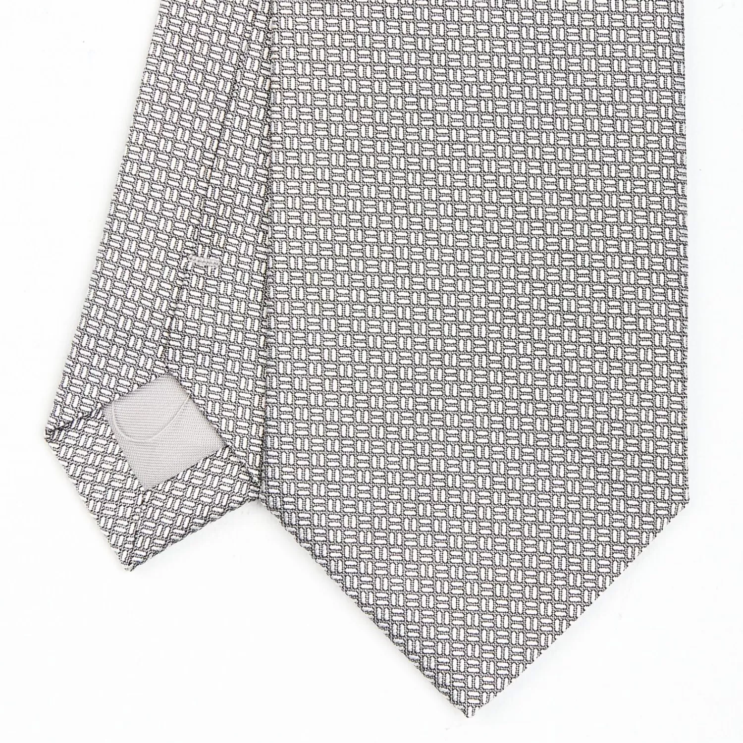 Light Grey Ceremonial Jacquard Silk Tie - Small Geometric Pattern>E.Marinella Shop