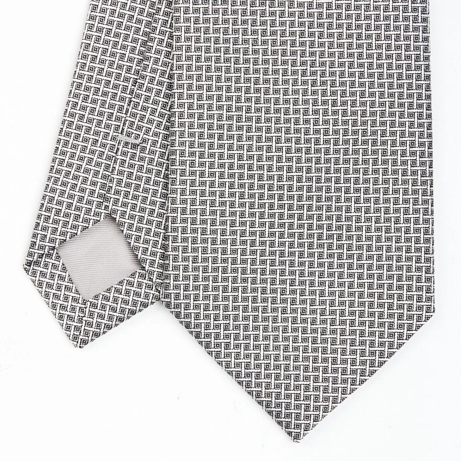 Light Grey Ceremonial Jacquard Silk Tie - Small Geometric Pattern>E.Marinella Store