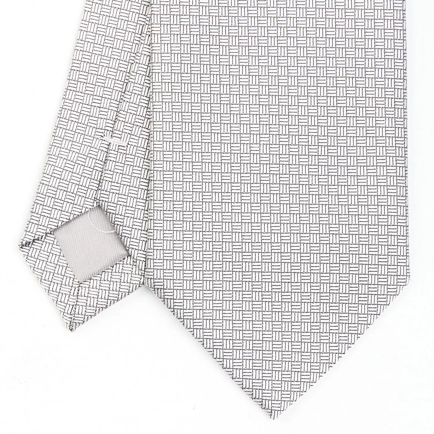 Light Grey Ceremonial Jacquard Silk Tie - Small Geometric Pattern>E.Marinella Hot