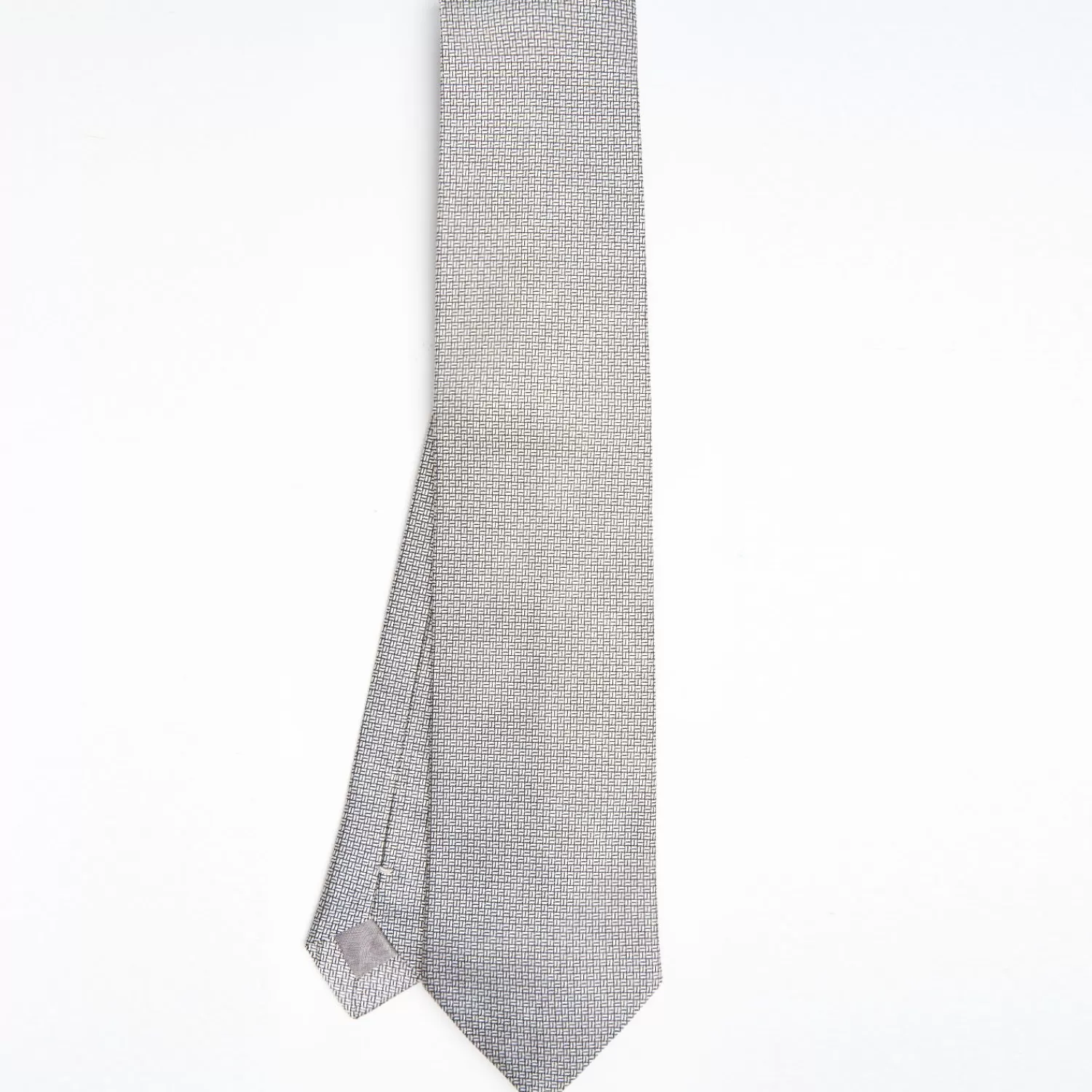 Light Grey Ceremonial Jacquard Silk Tie - Small Geometric Pattern>E.Marinella Best