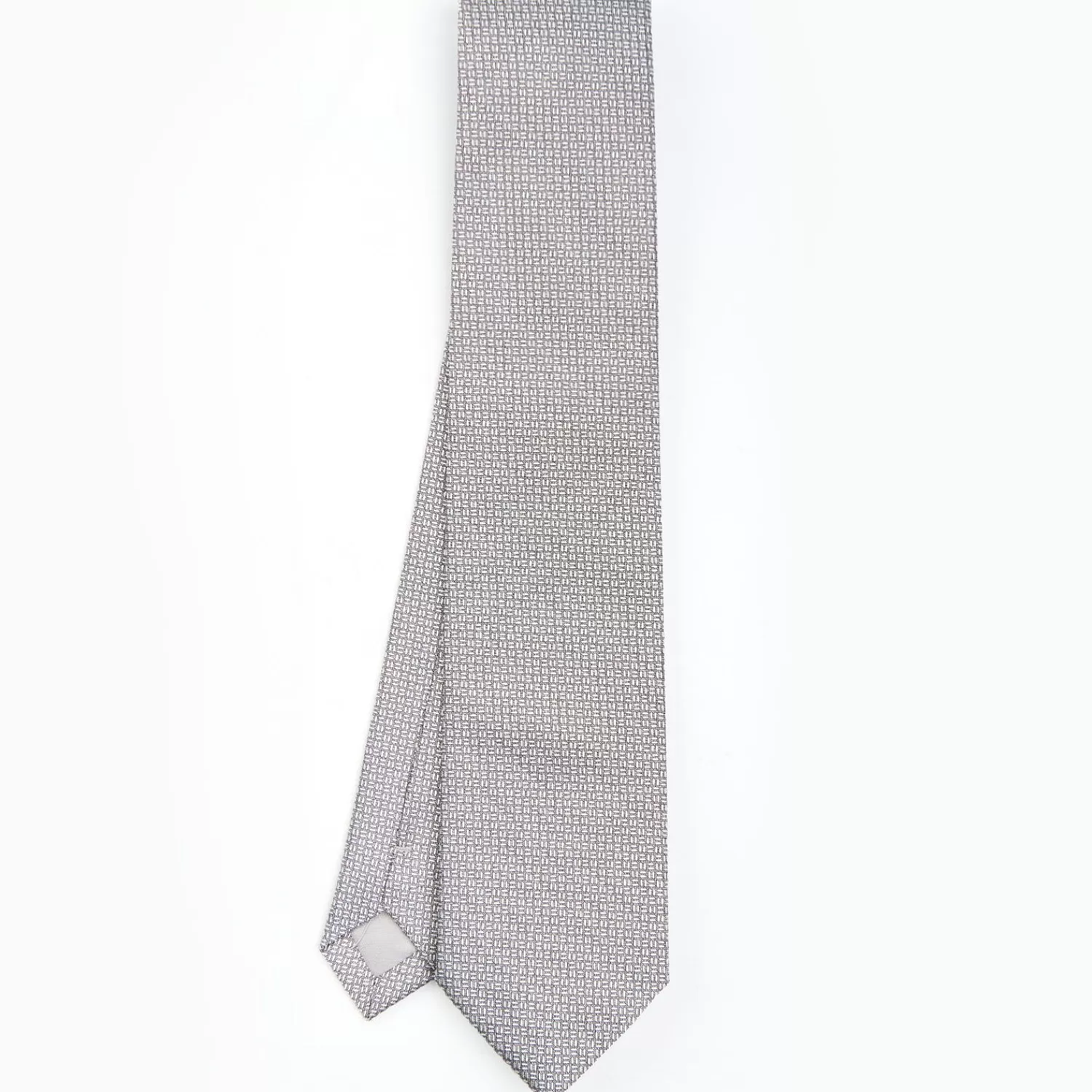 Light Grey Ceremonial Jacquard Silk Tie - Small Geometric Pattern>E.Marinella Shop