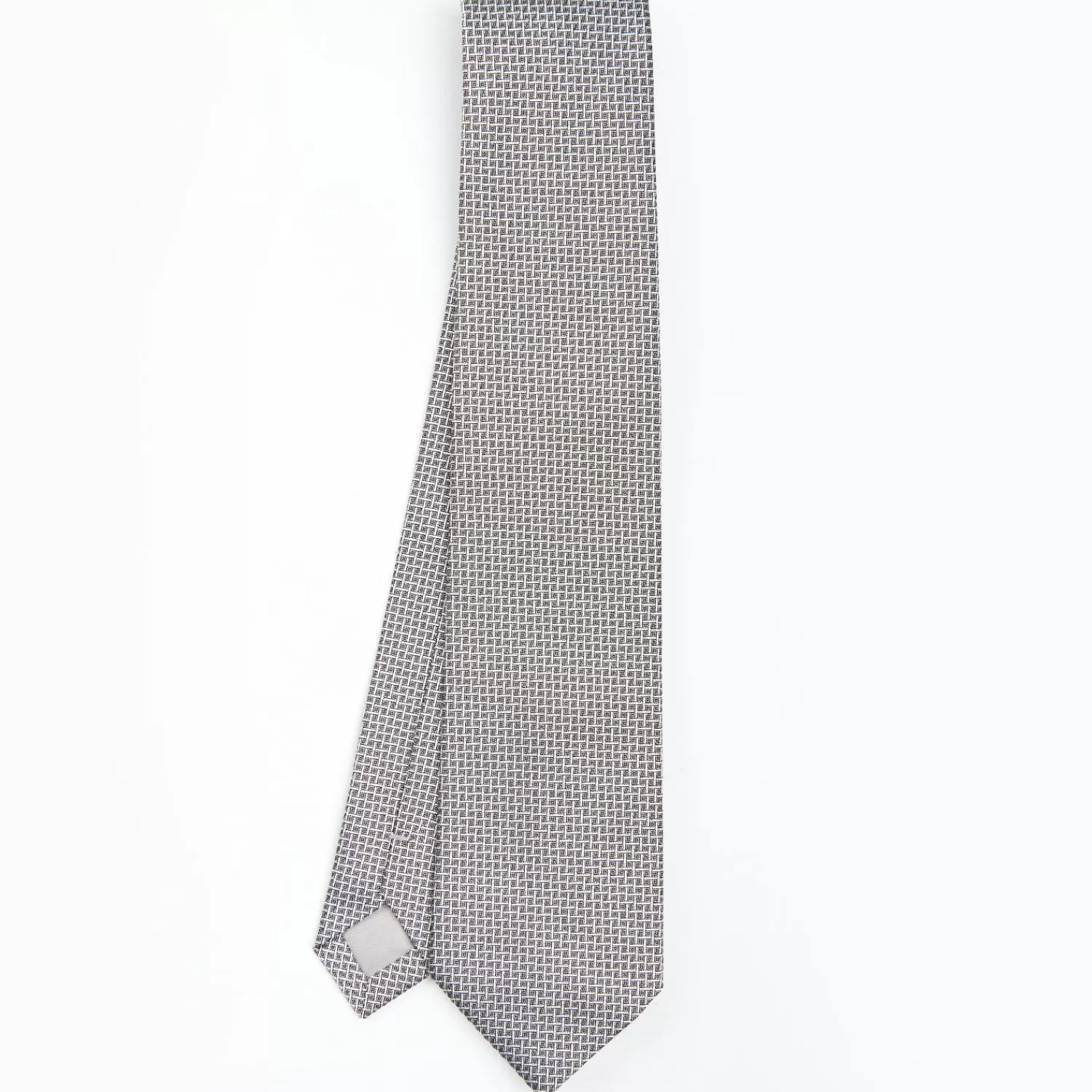 Light Grey Ceremonial Jacquard Silk Tie - Small Geometric Pattern>E.Marinella Store