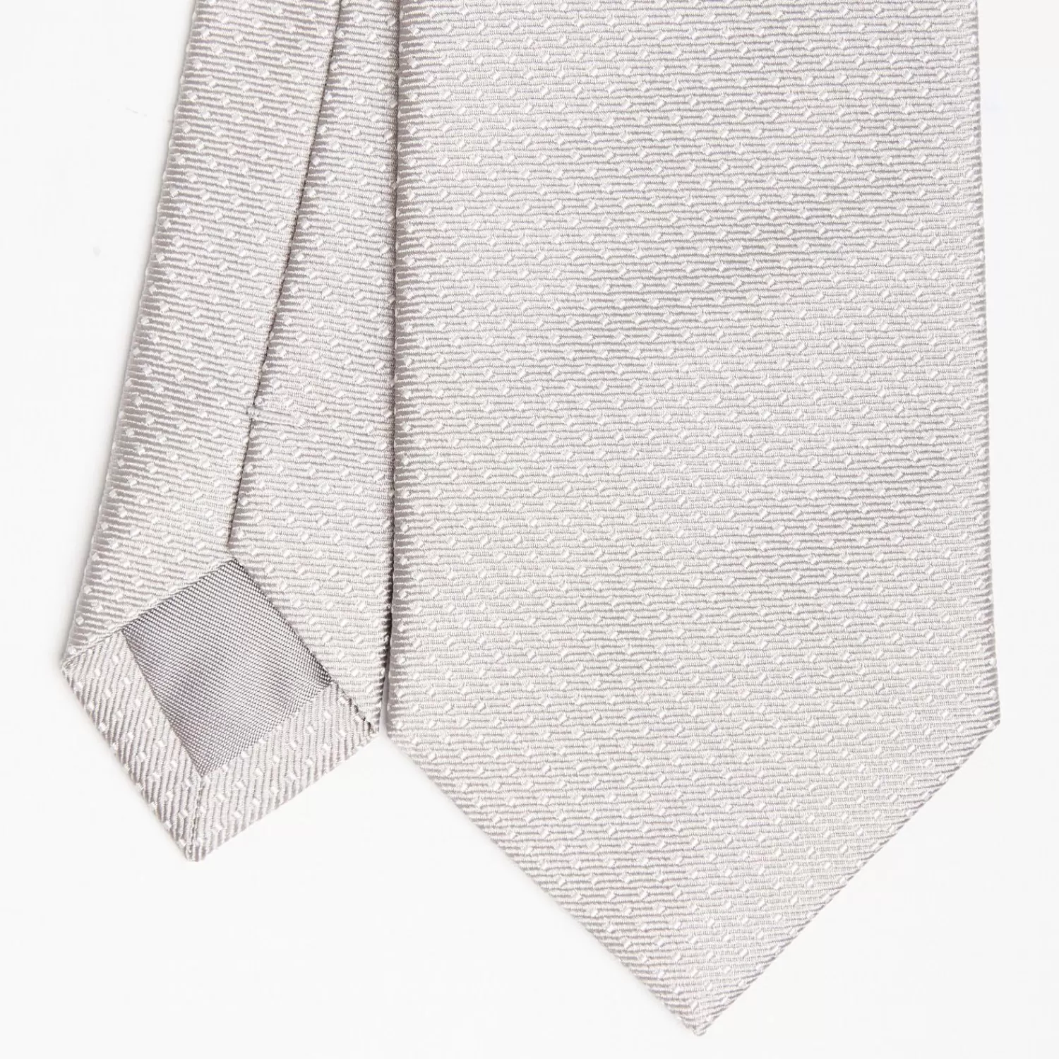 Light Grey Ceremonial Jacquard Silk Tie - Small Polka Dot Pattern>E.Marinella Online