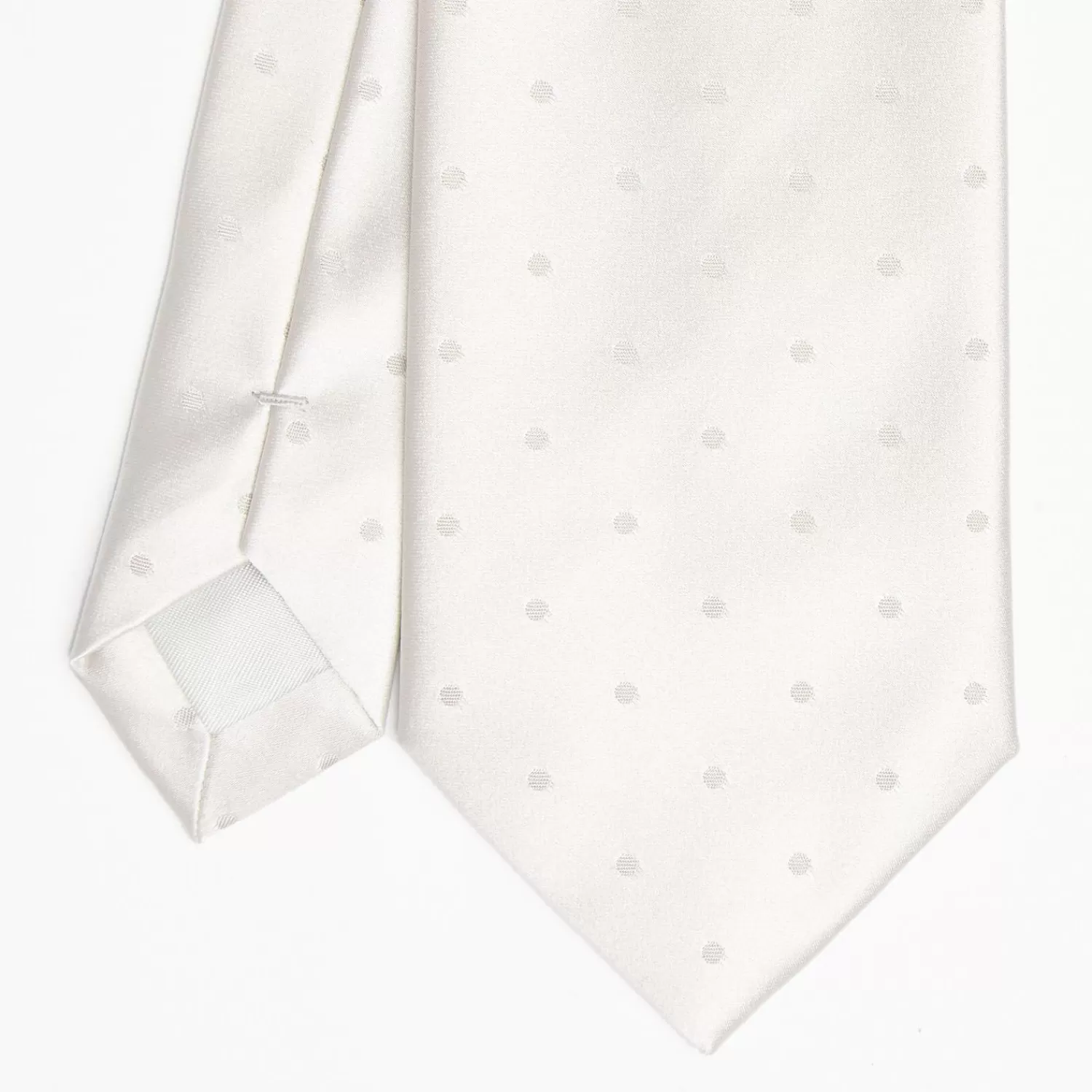 Light Grey Cerimonial Silk Satin Tie Polka Dot Pattern>E.Marinella New