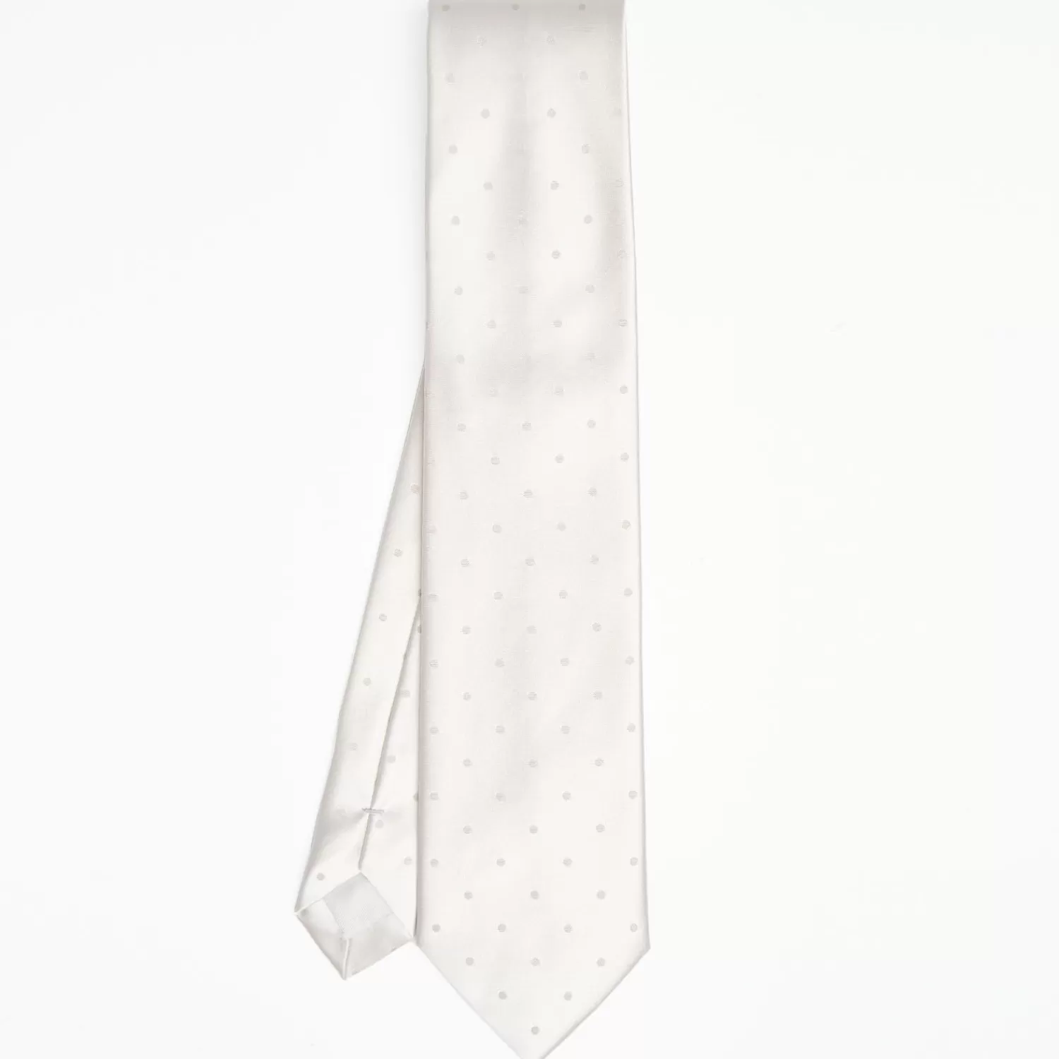 Light Grey Cerimonial Silk Satin Tie Polka Dot Pattern>E.Marinella New