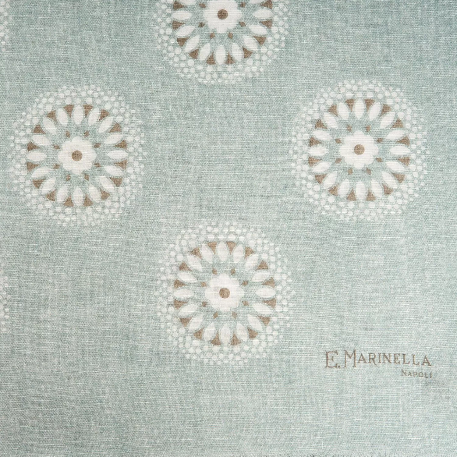 Light Grey Cotton And Linen Scarf - Floral Medallions>E.Marinella Clearance