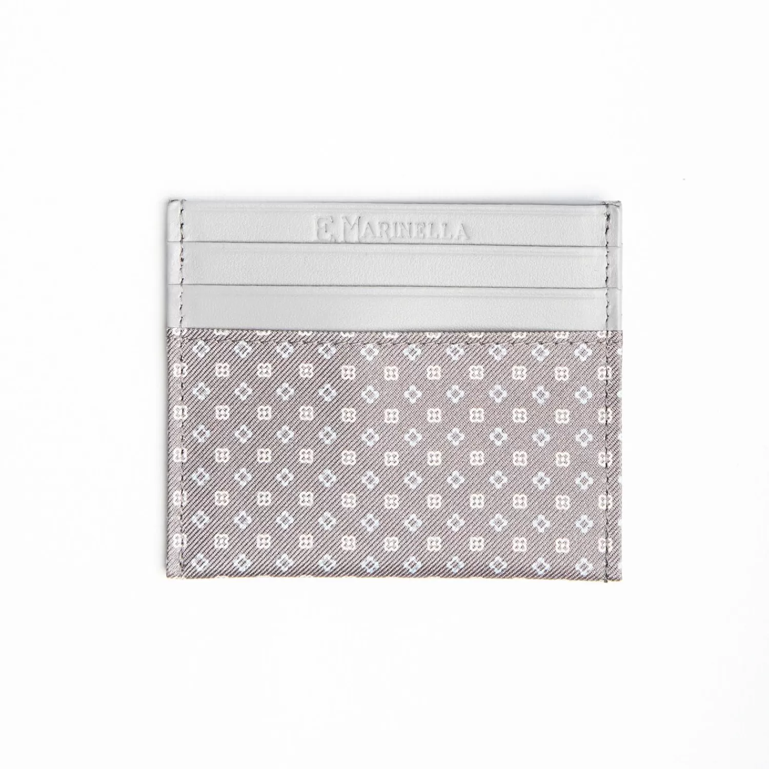 Light Grey Leather And Silk Credit Card Holder - 5 Compartments>E.Marinella Shop