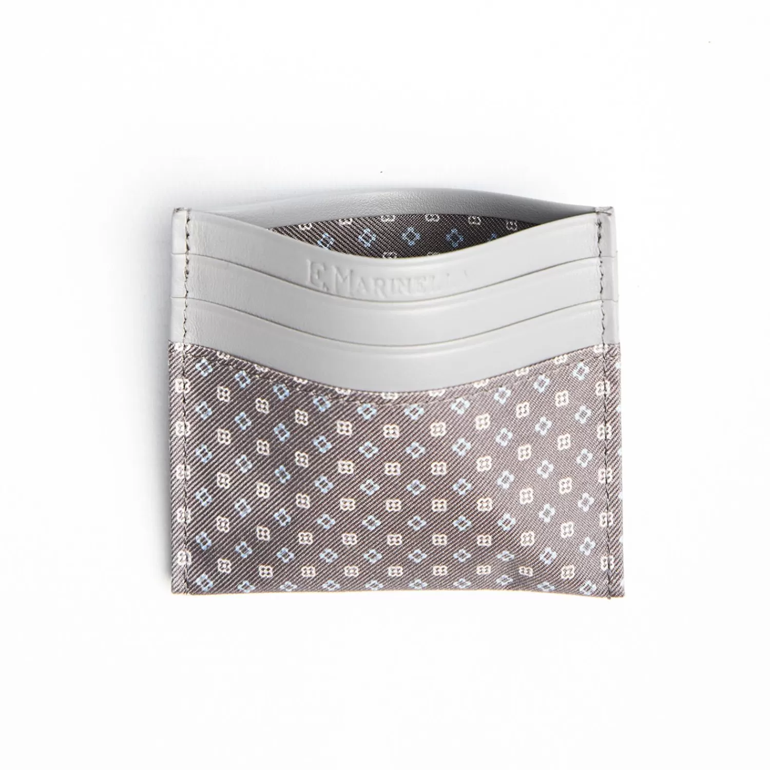 Light Grey Leather And Silk Credit Card Holder - 5 Compartments>E.Marinella Shop
