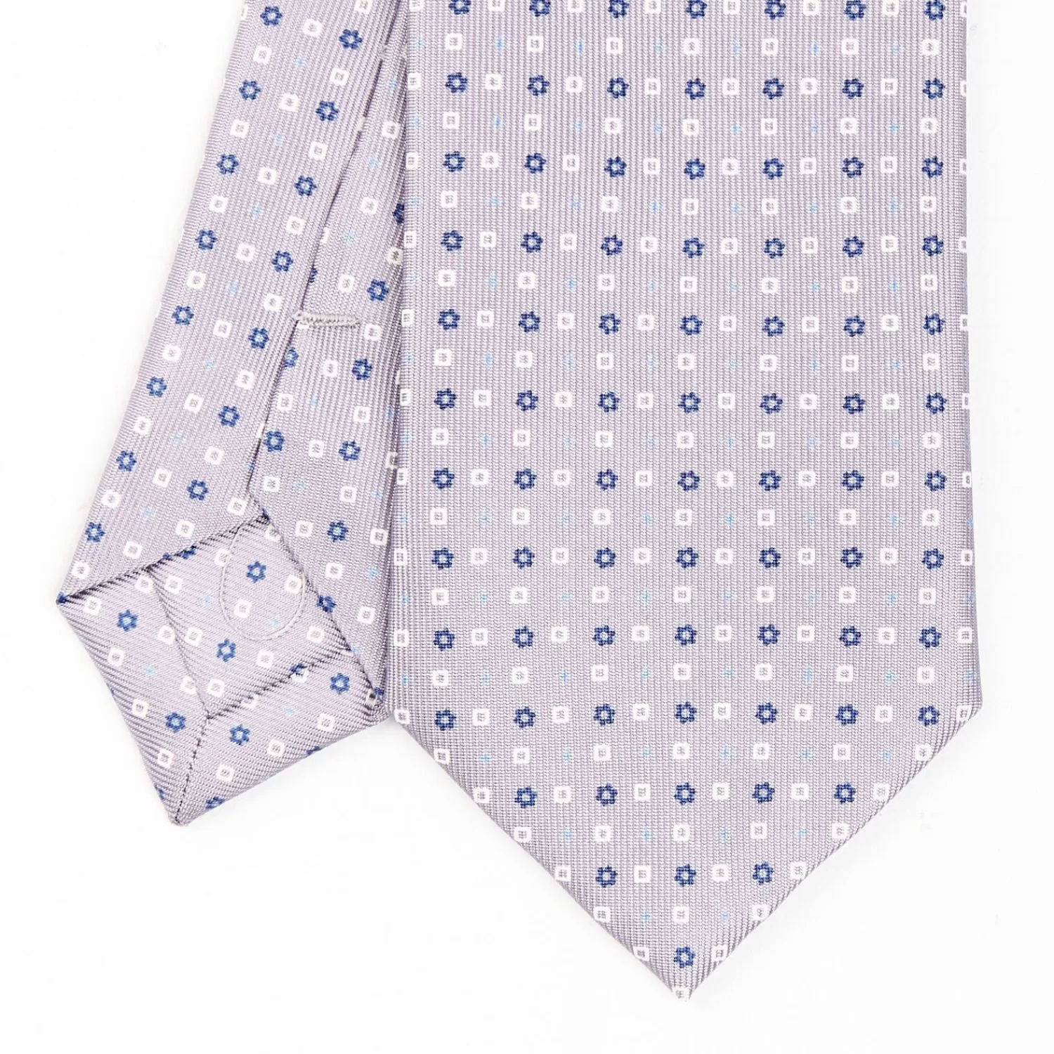 Light Grey Sartorial 7 Cm Silk Tie - Small Flower Pattern>E.Marinella Discount